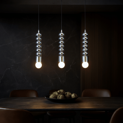 Translation missing: de.Ribbed Chrome Pendant Light Bauhaus Nordic E27, Ceiling Fixtures, Kroma Style