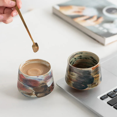 Translation missing: de.Retro Ceramic Latte Cup Set of 6 for Coffee Lovers, Drinkware Sets, Kveld Glazed 6-Piece