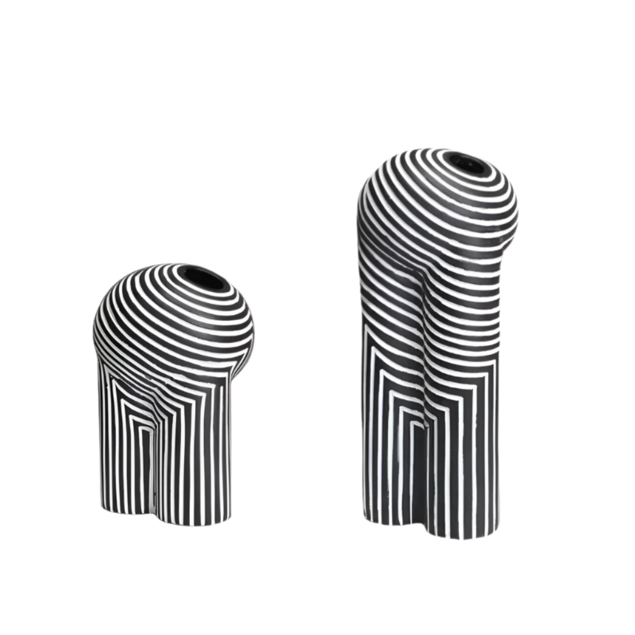 Skonne Linjera Black and White Abstract Resin Vase, Vases, Sculptural