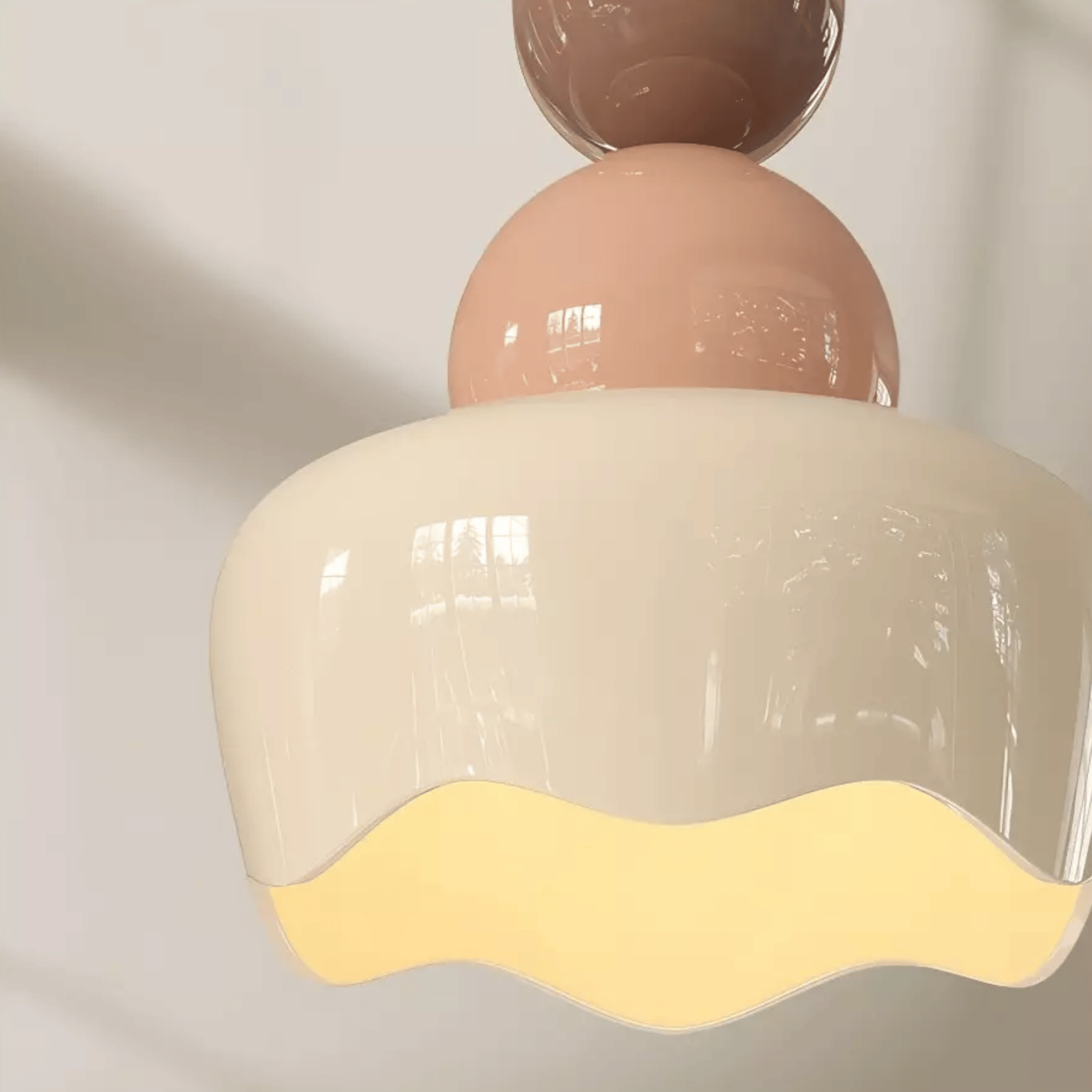 Cream Resin Glass Pendant Light for Bedroom Decor, Pink / Tricolor dimming, Ceiling Fixtures, Ljuva