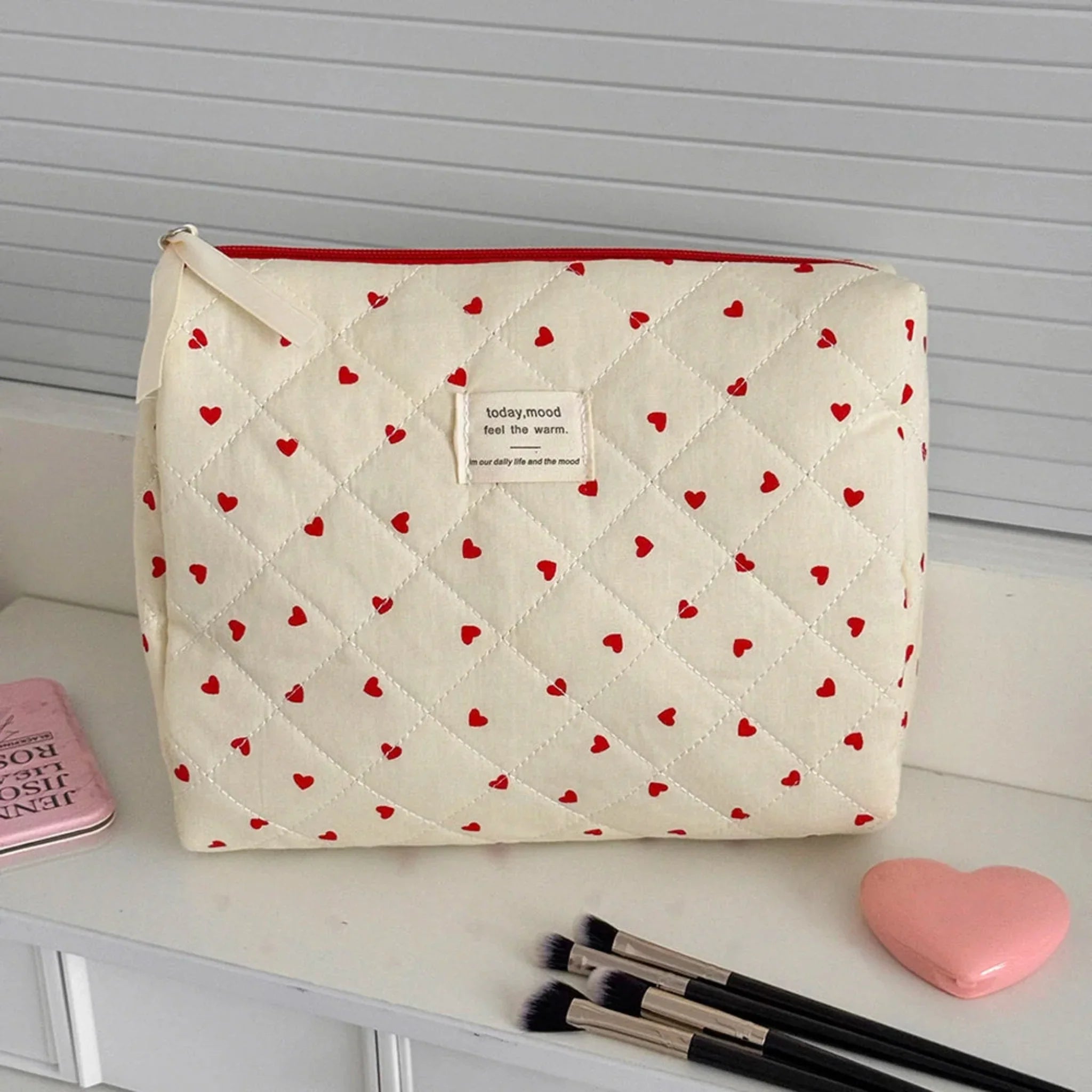 Lovda 3-Piece Quilted Cosmetic Bag Set Travel, Makeup Bags,