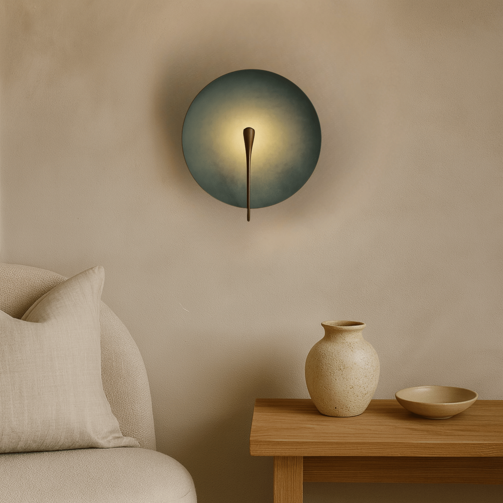 Lunveld Blue LED Round Disc Wall Light – Nordic Design, Small, Fixtures, Stainless Steel
