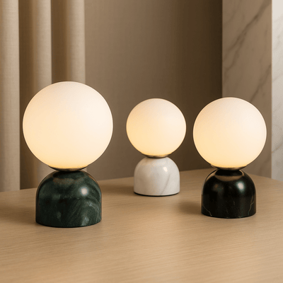 Translation missing: de.Marvei Marble Globe Table Lamp Warm Ambient Light, Black, Lamps, Nordic Minimalist