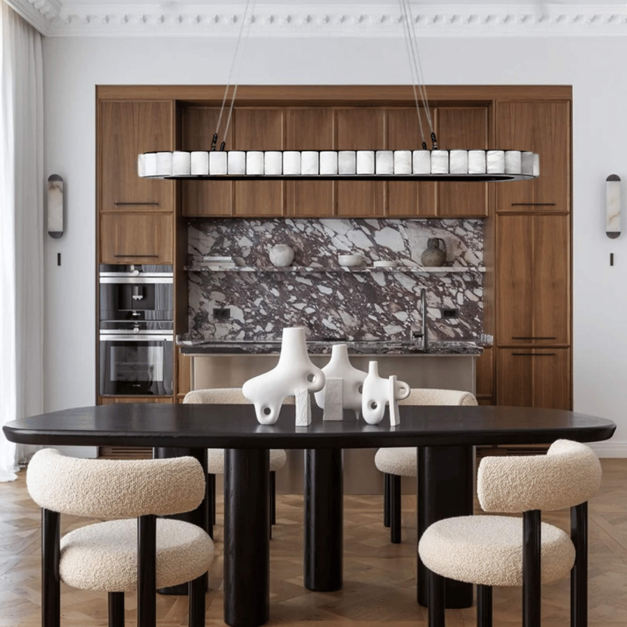 Marvei Oval Marble Pendant Light – Nordic LED Design, 47.2’’ / Warm light, Ceiling Fixtures, for Dining