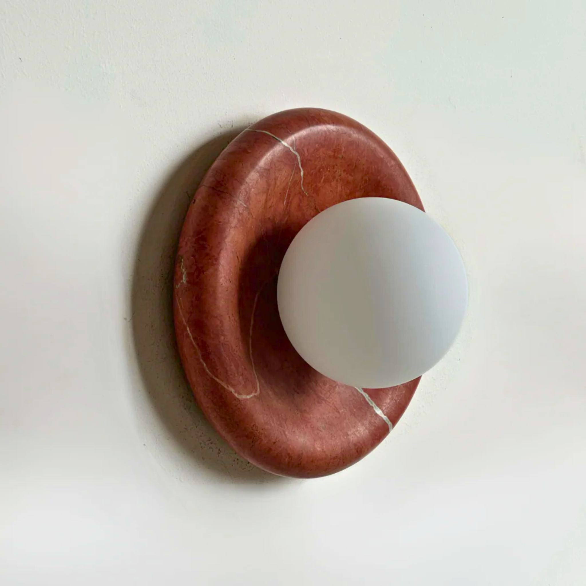 Red Natural Marble Wall Sconce Luxury Bedroom Light, Fixtures, Marvei Modern
