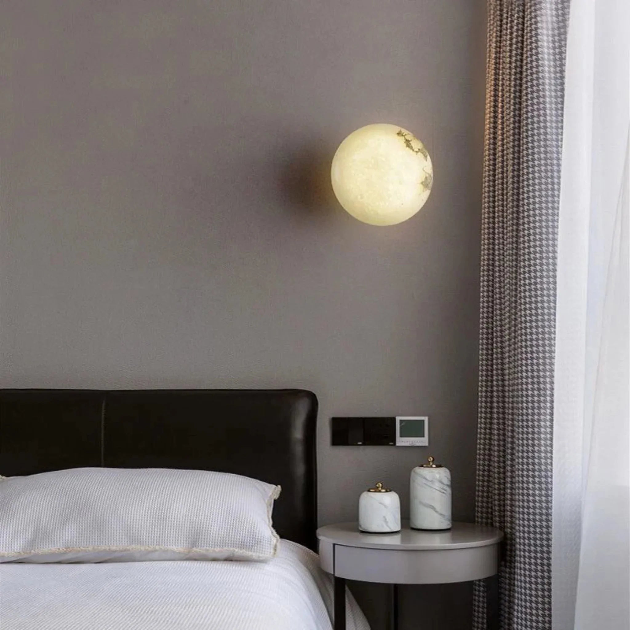 Marble Wall Sconce Natural Stone Warm Glow by Skonne, Light Fixtures, Marveld Copper Base