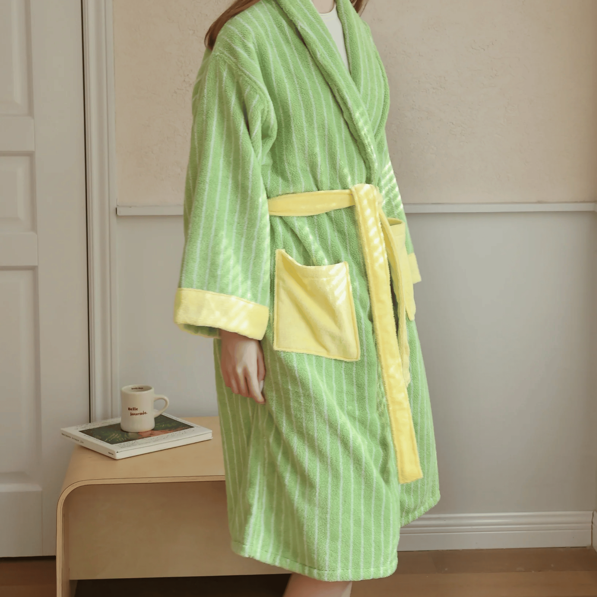 Myrka Organic Cotton Striped Spa Bathrobe | Skonne, Robes, Jacquard Stripe