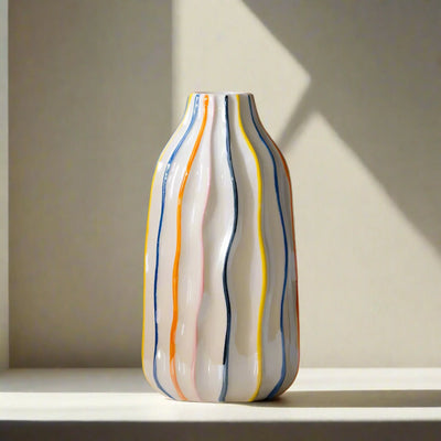 Translation missing: de.Randal Colorful Ceramic Vase — Nordic Stripe Design, Medium, Vases, Multicolor Striped Decor