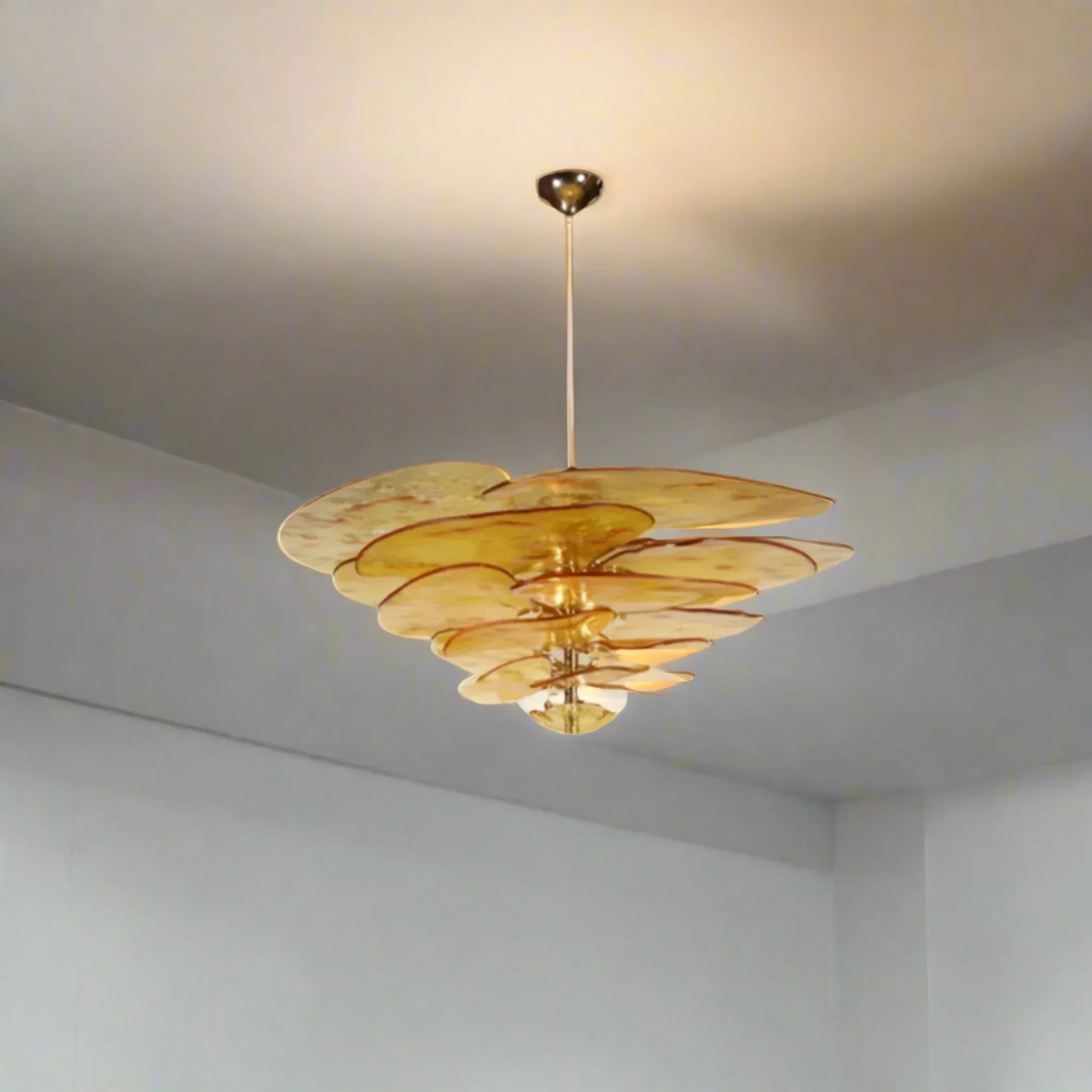 Amber Stained Glass Chandelier — Warm Nordic Glow, DIA 19.6’’ (55cm), Ceiling Light Fixtures, Ravglo Handcrafted