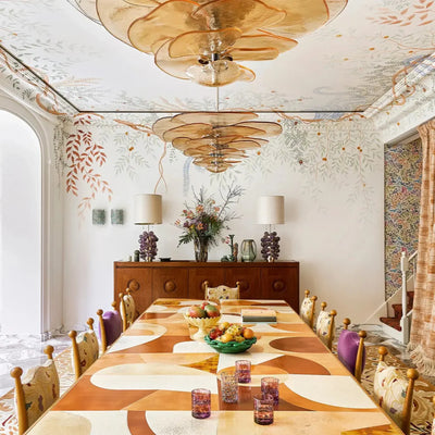 Translation missing: de.Amber Stained Glass Chandelier — Warm Nordic Glow, Ceiling Light Fixtures, Ravglo Handcrafted