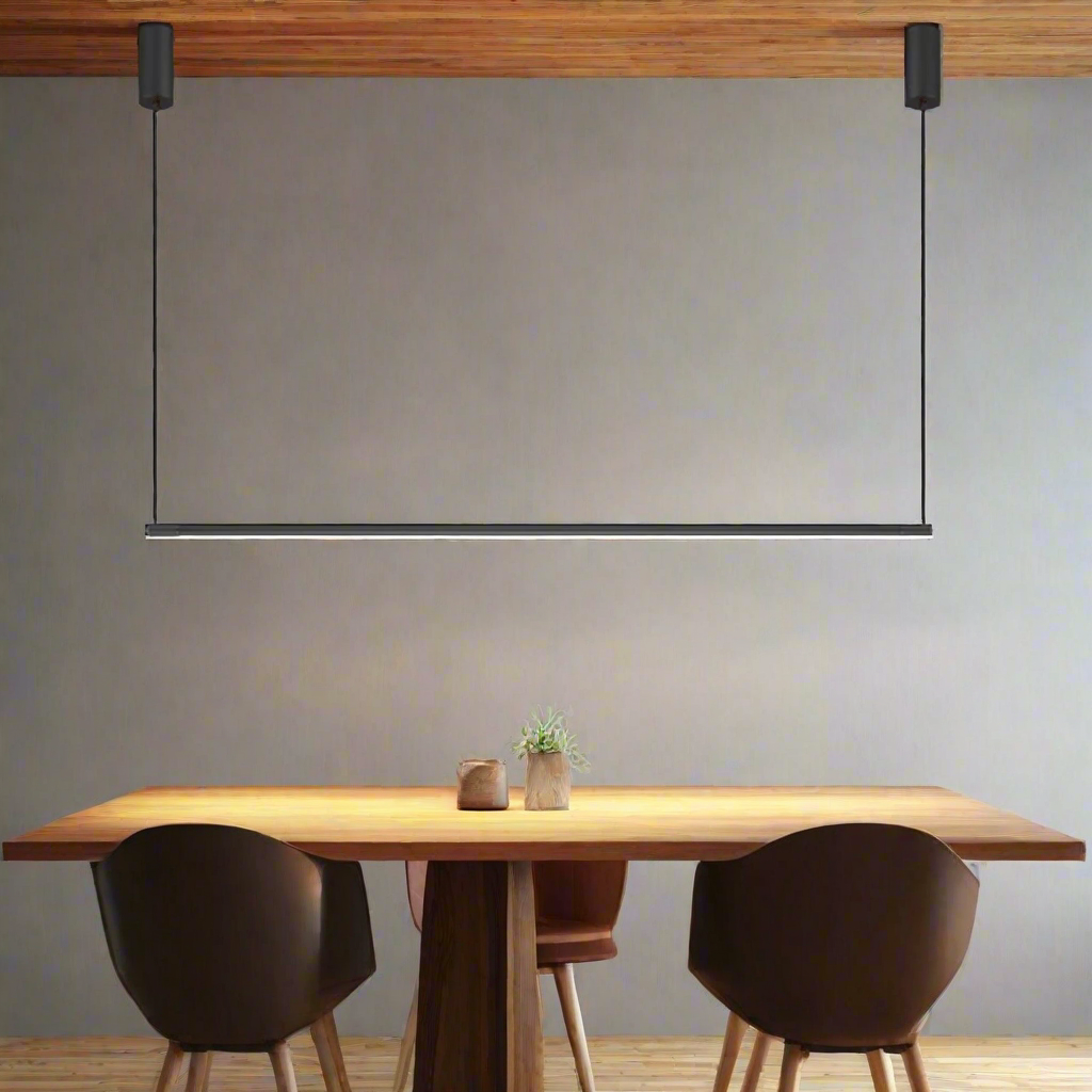 Rekke Linear LED Pendant Light for Modern Kitchens, Changeable light, Ceiling Fixtures, Aluminum Black
