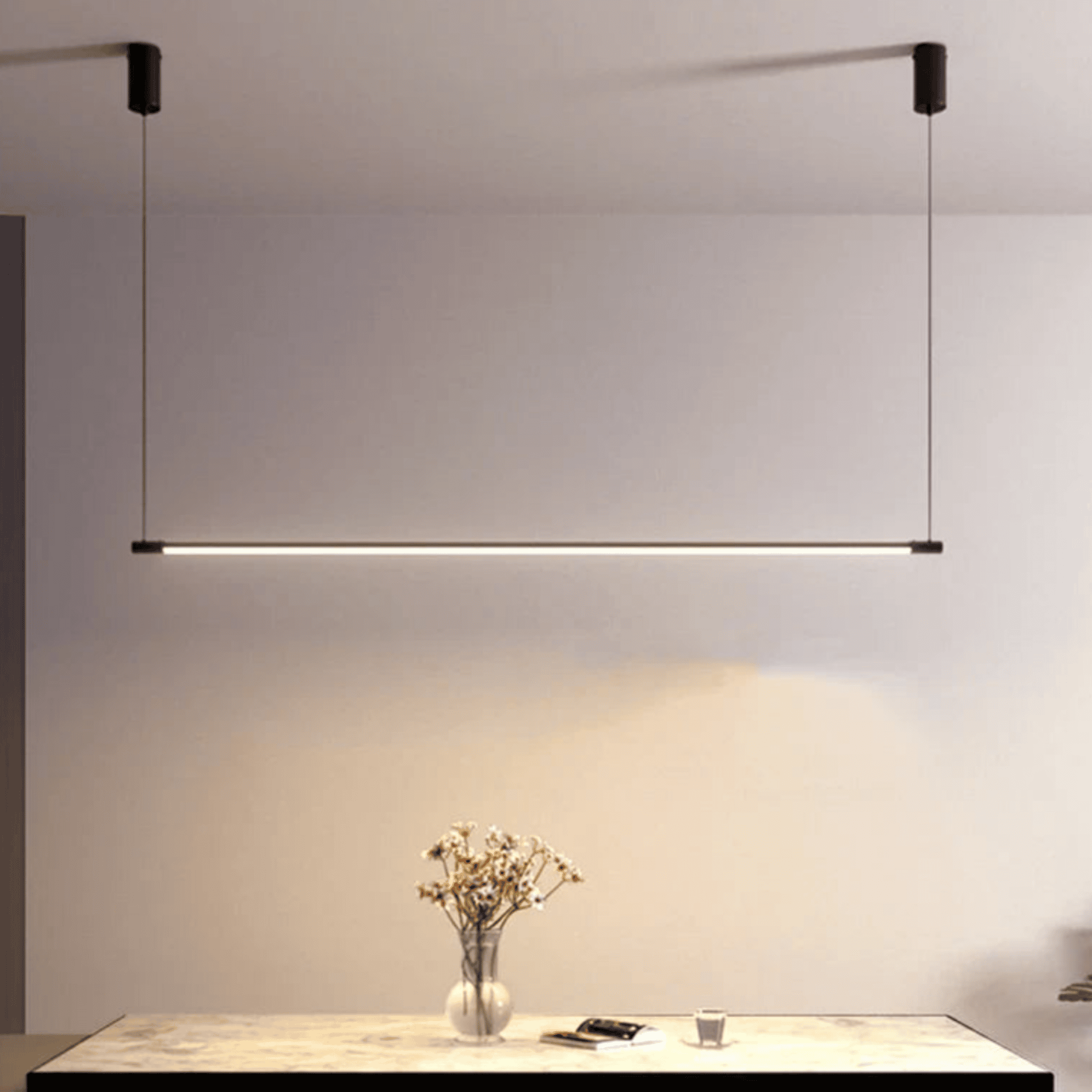 Rekke Linear LED Pendant Light for Modern Kitchens, Ceiling Fixtures, Aluminum Black