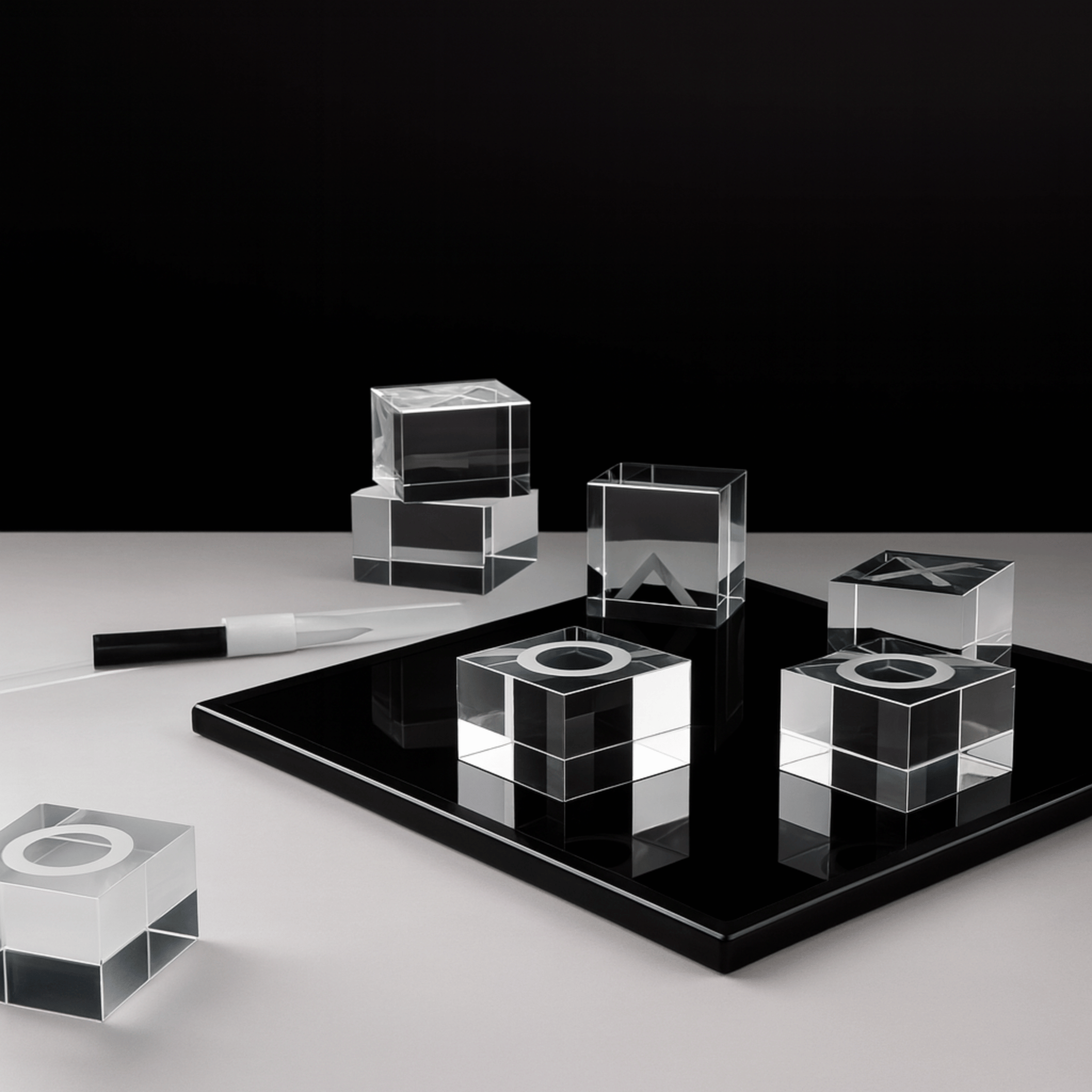 Modern Crystal Glass Chess Board – Black and Clear, Games, Ruta Decorative