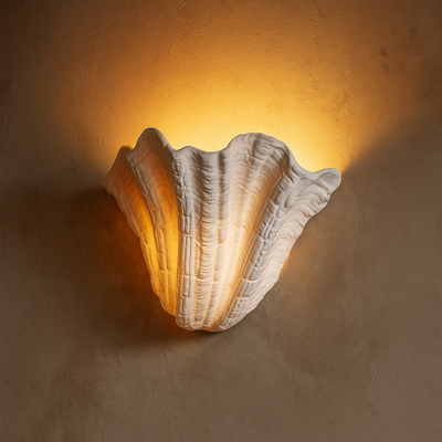 Translation missing: de.Skalva Gypsum Shell Wall Sconce Sculptural LED Light, Fixtures, Handcrafted