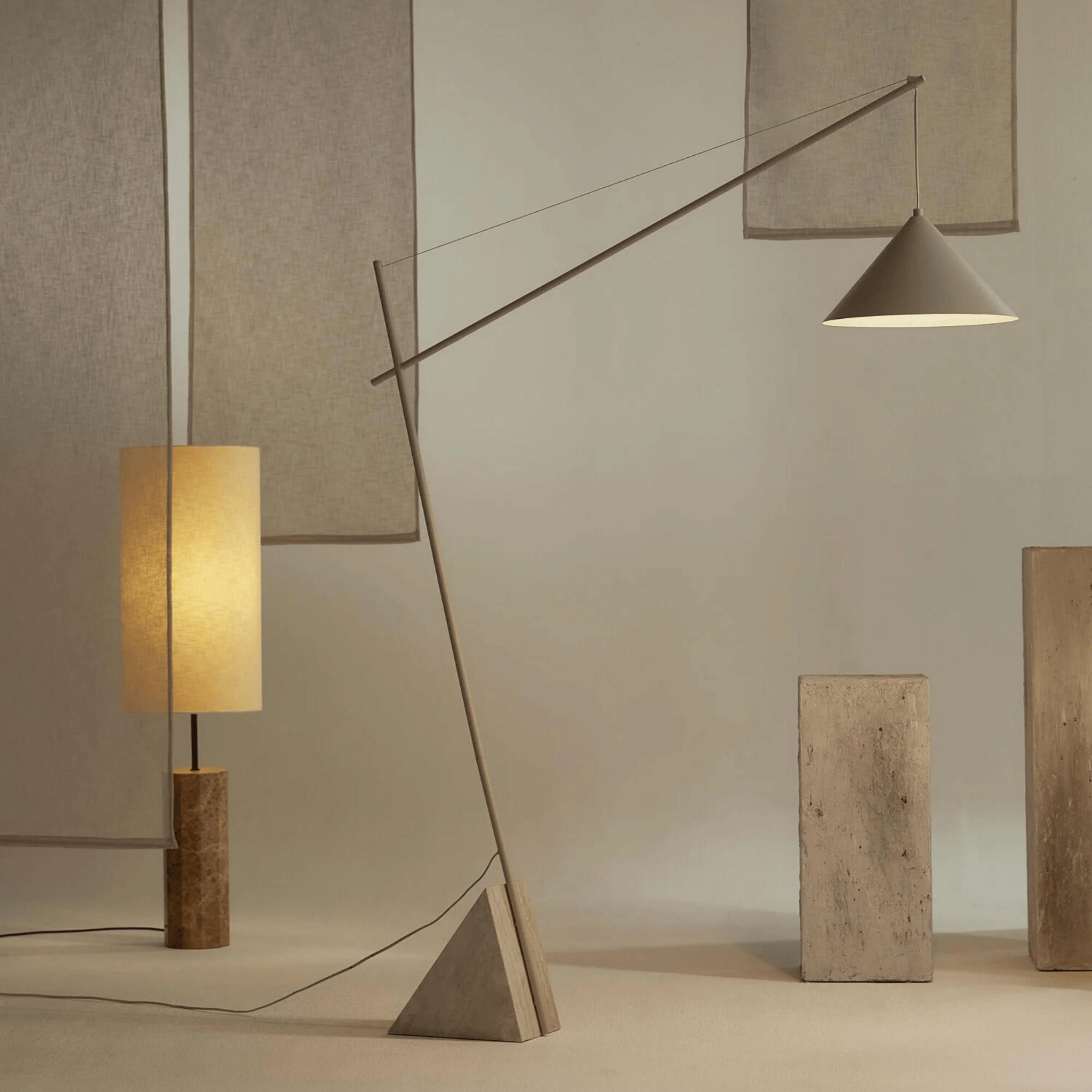 Solvei LED Arc Floor Lamp with Natural Stone Base, Lamps, Modern