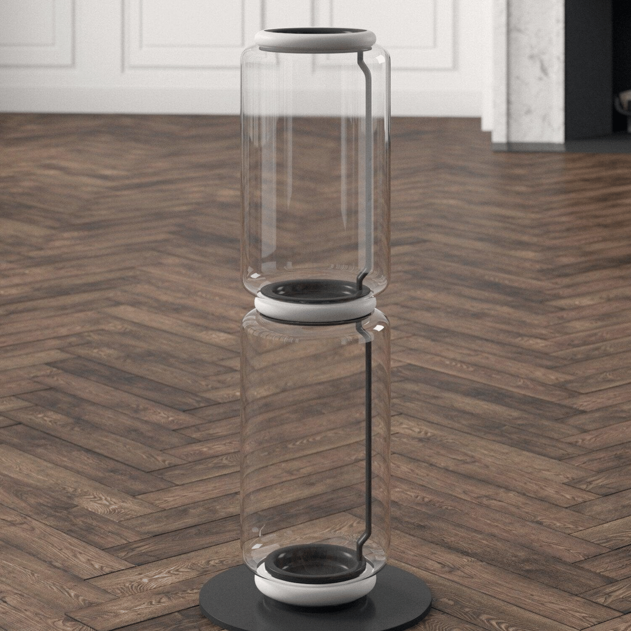 Hand-Blown Glass Column Floor Lamp - Skonne Design, Small, Lamps, Stava Stacked