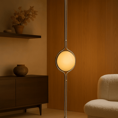 Translation missing: de.Adjustable Chrome Globe Floor to Ceiling Lamp, Lamps, Stavlys Bauhaus