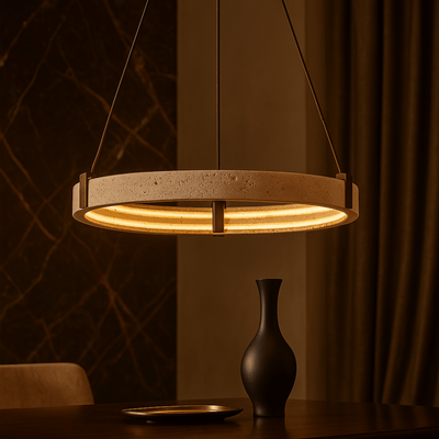 Translation missing: de.Stone Ring Pendant Light – Nordic Minimalist Decor, Small / Dimmable, Ceiling Fixtures, Steina Natural