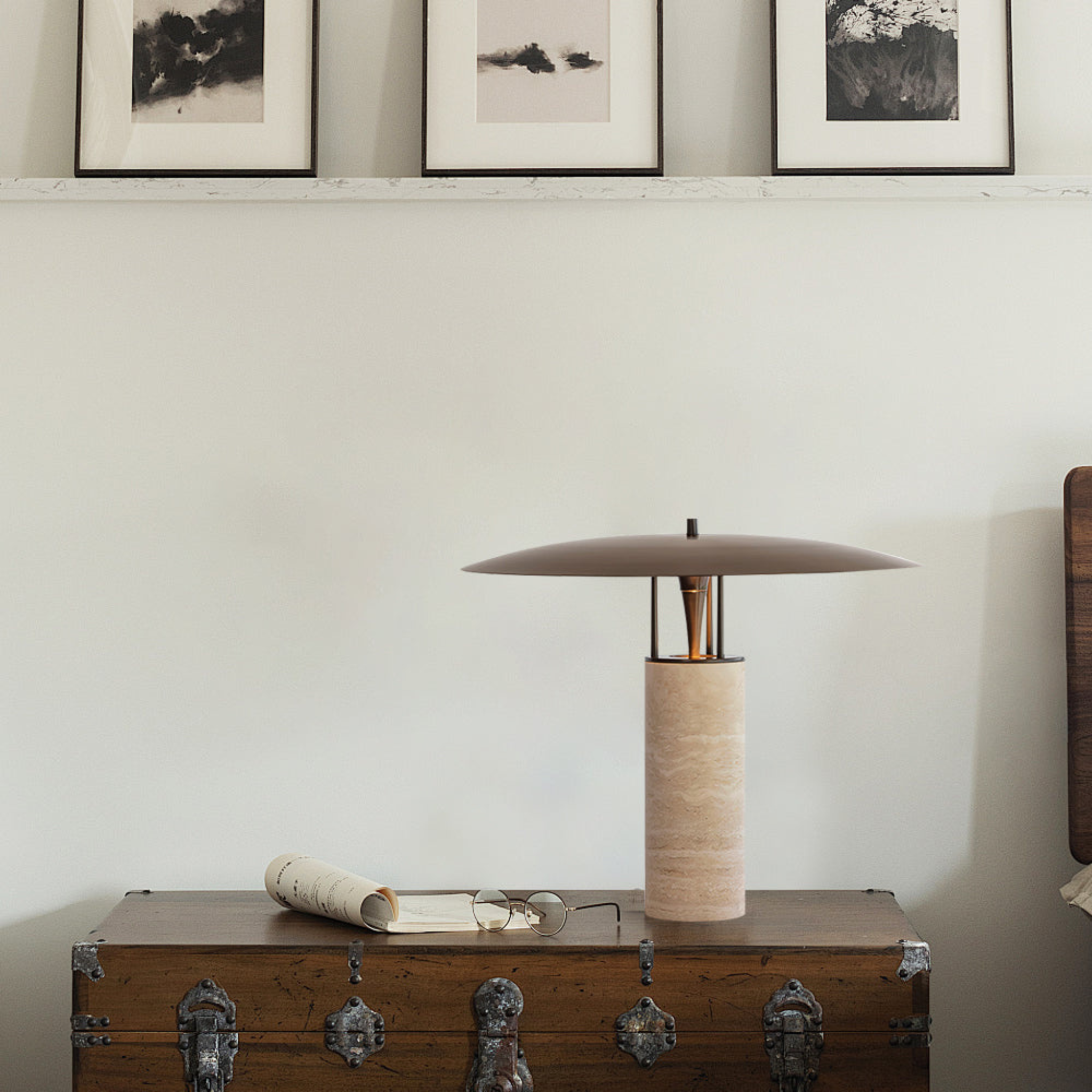 Travertine Wabi-Sabi Table Lamp Nordic Stone Design, Lamps, Steina