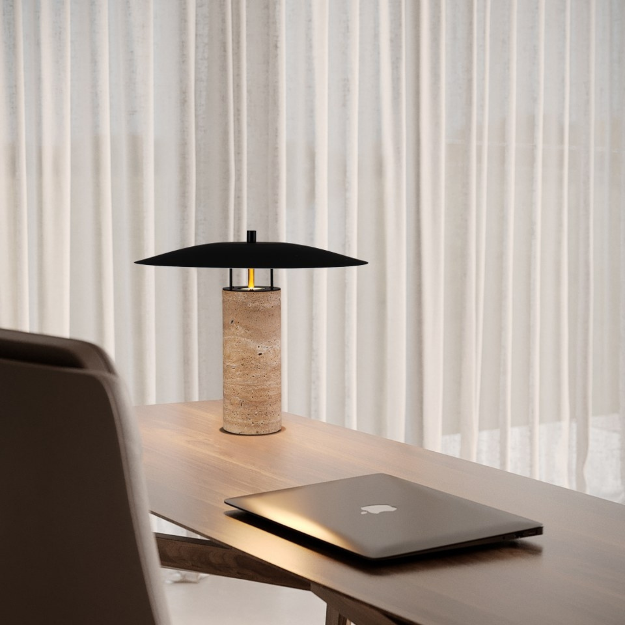 Travertine Wabi-Sabi Table Lamp Nordic Stone Design, Lamps, Steina