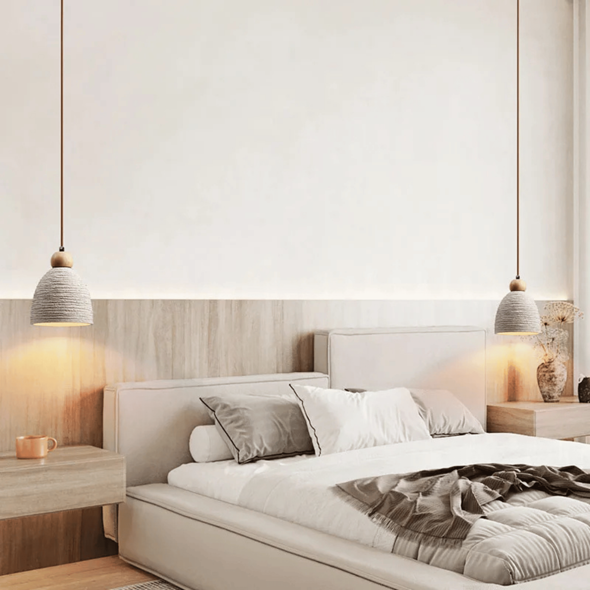 Microcement Ceiling Pendant Light — Nordic Design, Fixtures, Steina Raw Industrial