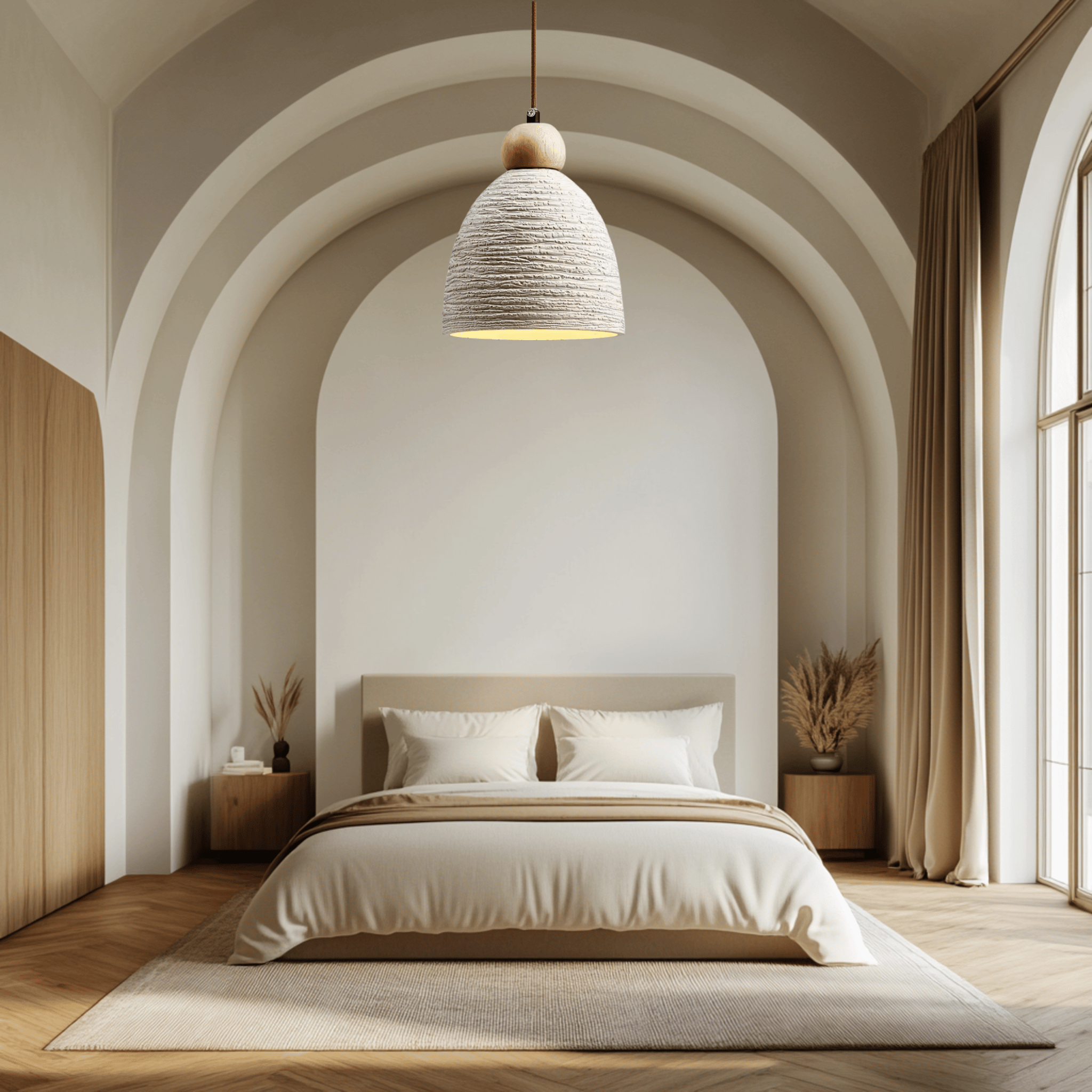Microcement Ceiling Pendant Light — Nordic Design, Fixtures, Steina Raw Industrial