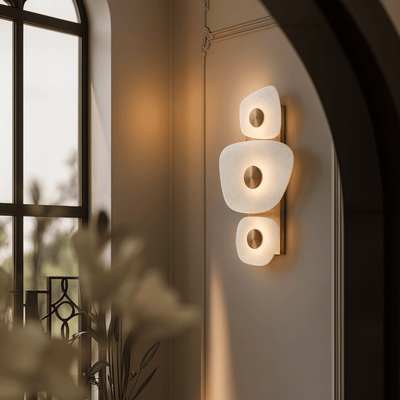 Translation missing: de.Marble Brass Trio Wall Sconce with Dimmable LED, Light Fixtures, Steinglo