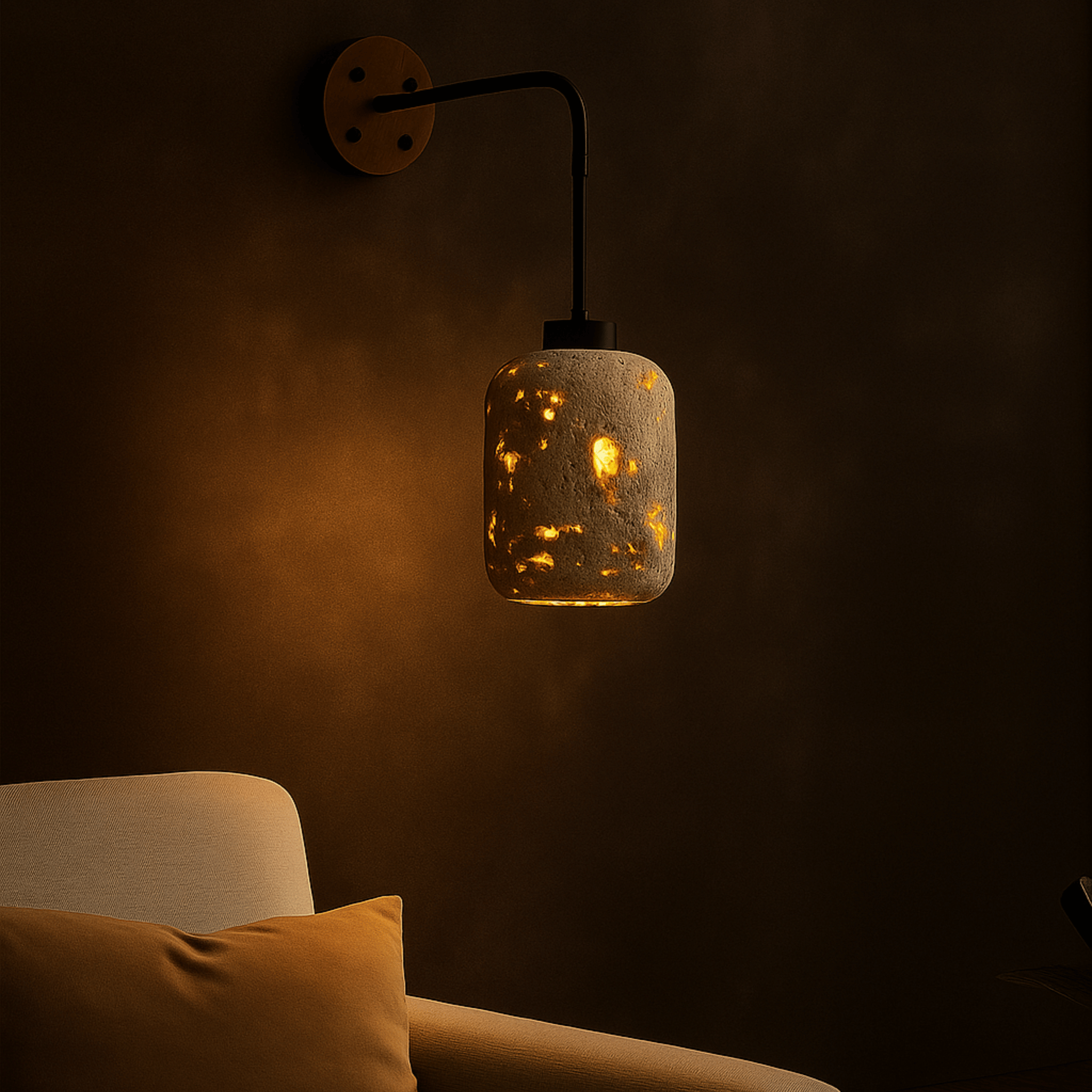 Natural Travertine Wall Sconce Modern Stone Light, Fixtures, Steinglo Nordic