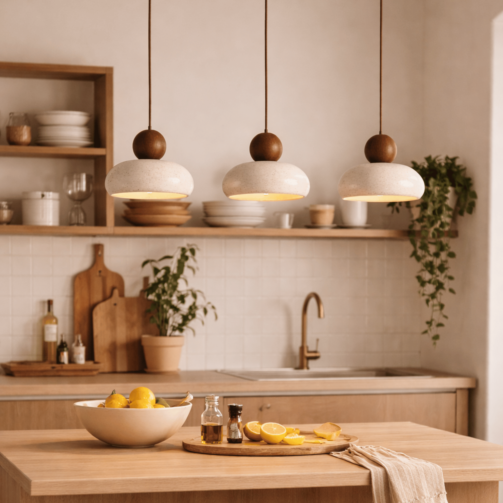 Natural Agate Stone Pendant Light with LED Glow, Ceiling Fixtures, Steinja