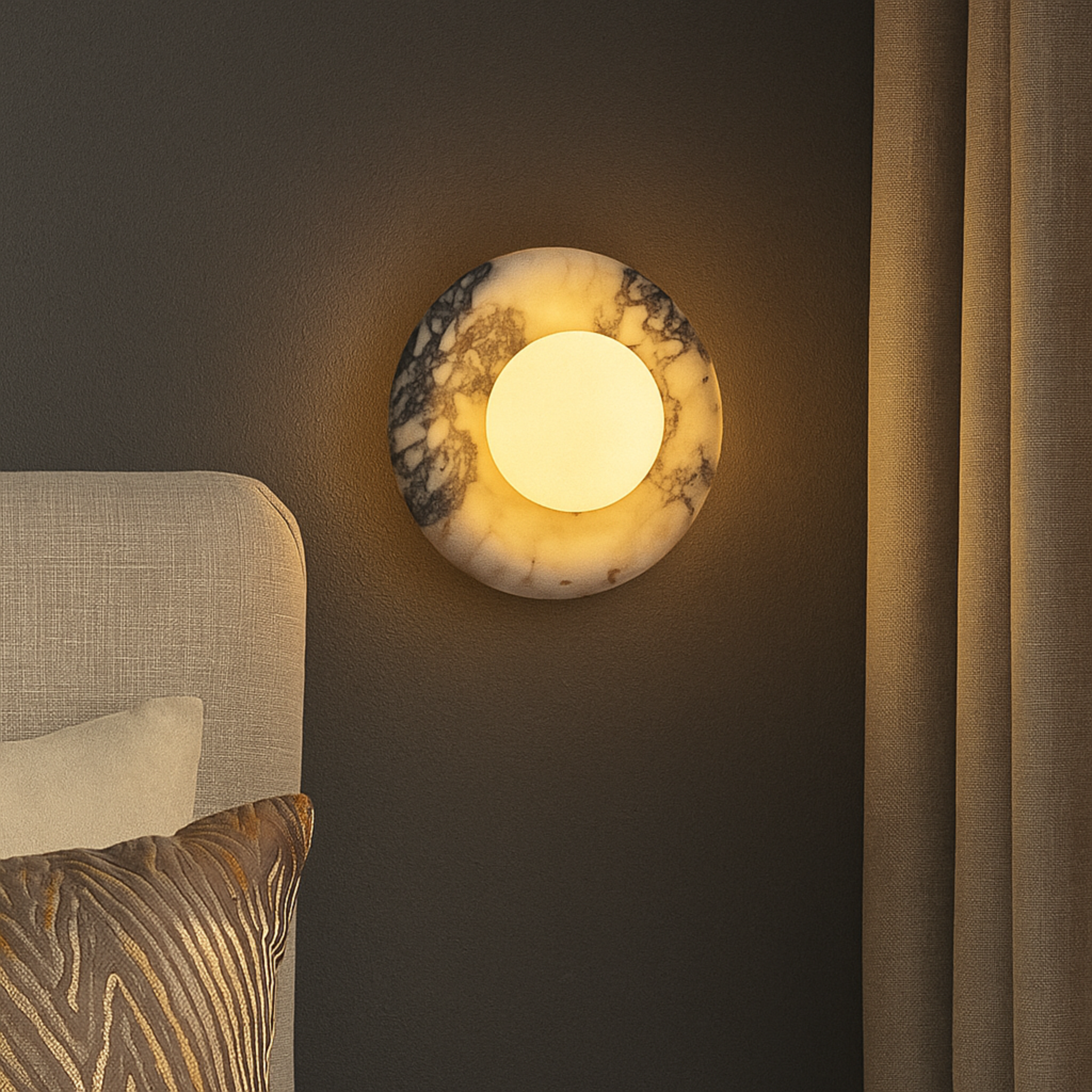 Natural Marble Wall Sconce Ambient Stone Lighting, Light Fixtures, Steinlys Genuine Nordic