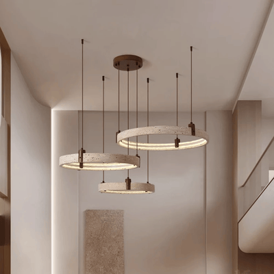 Translation missing: de.Steinrund Stone Ring Pendant Light for Dining, Large / Dimmable, Ceiling Fixtures, Natural Multi-Ring