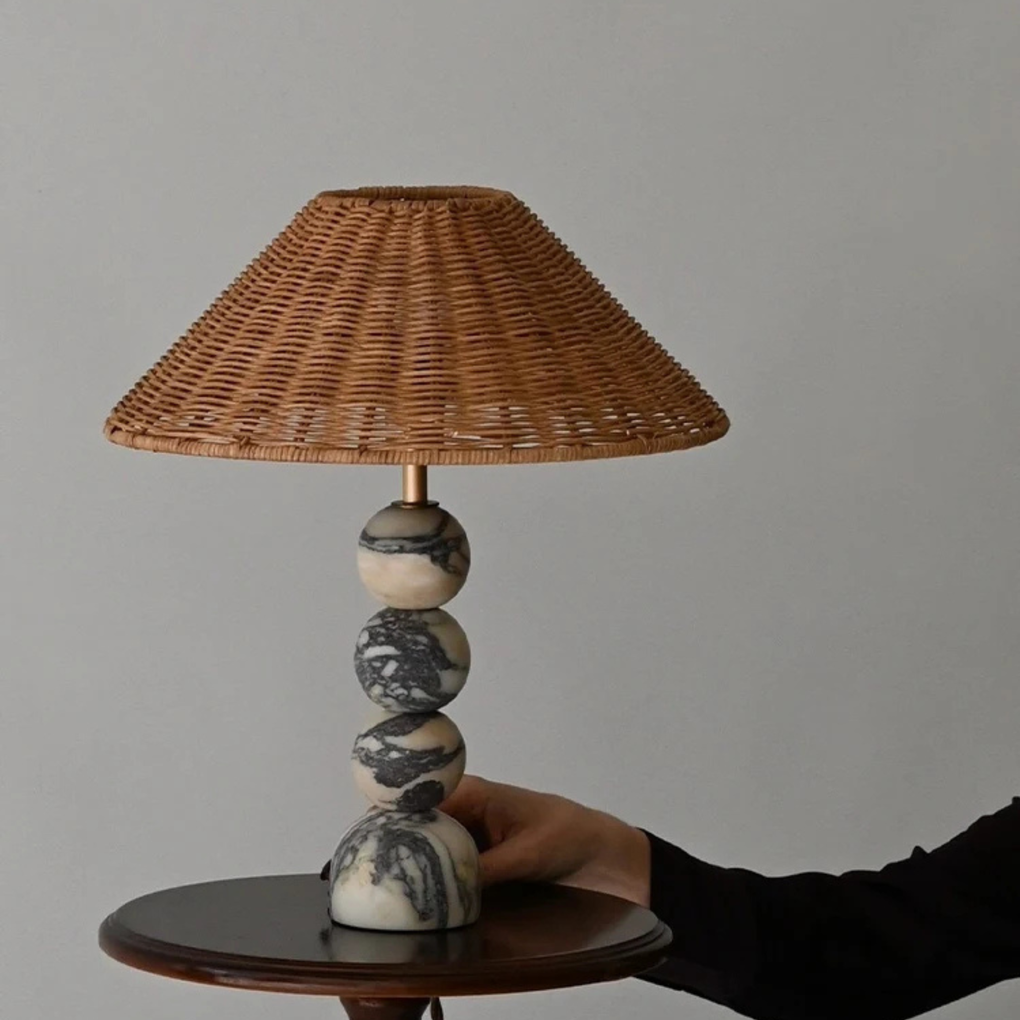 Stenglo Marble Rattan Table Lamp Warm Ambient Light, Lamps, Nordic Shade