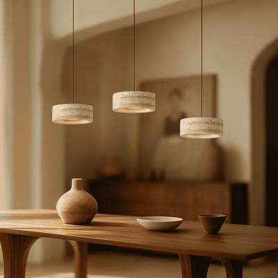 Translation missing: de.Genuine Travertine Stone Dimmable LED Pendant Light, Flat Edge, Ceiling Fixtures, Stenglo
