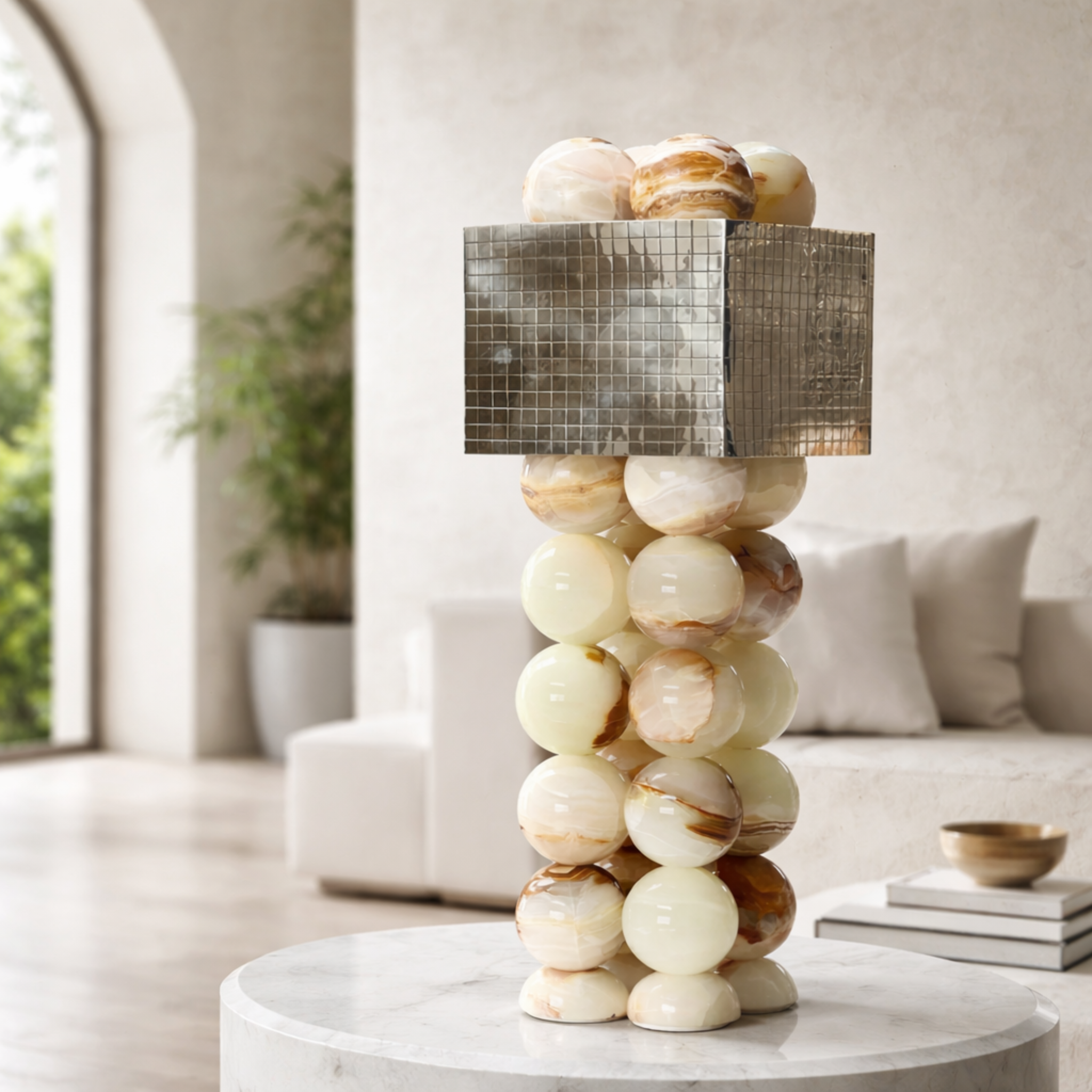 Stenvei Jade Stone Table Lamp for Modern Interiors, Neutral Light, Lamps, Natural Minimalist
