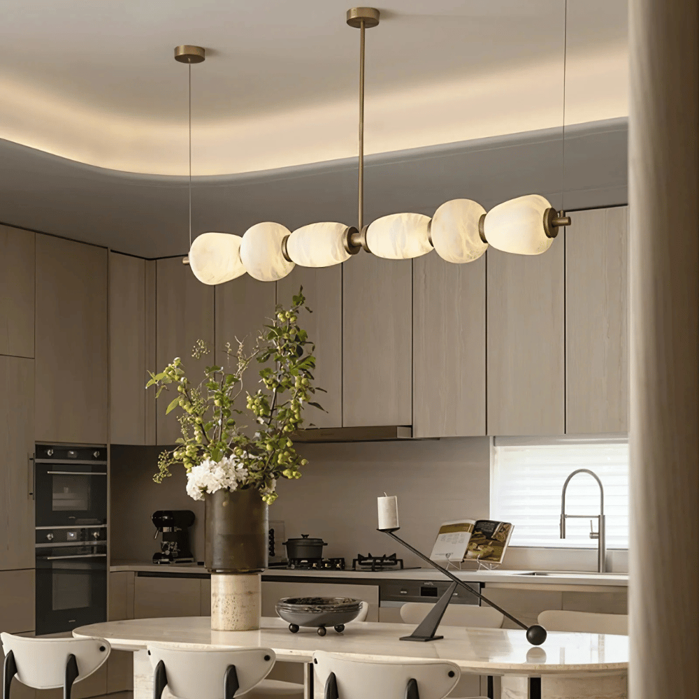 Stenvei Marble Pendant Light – Gold Dimmable 53 in, Ceiling Fixtures, Natural