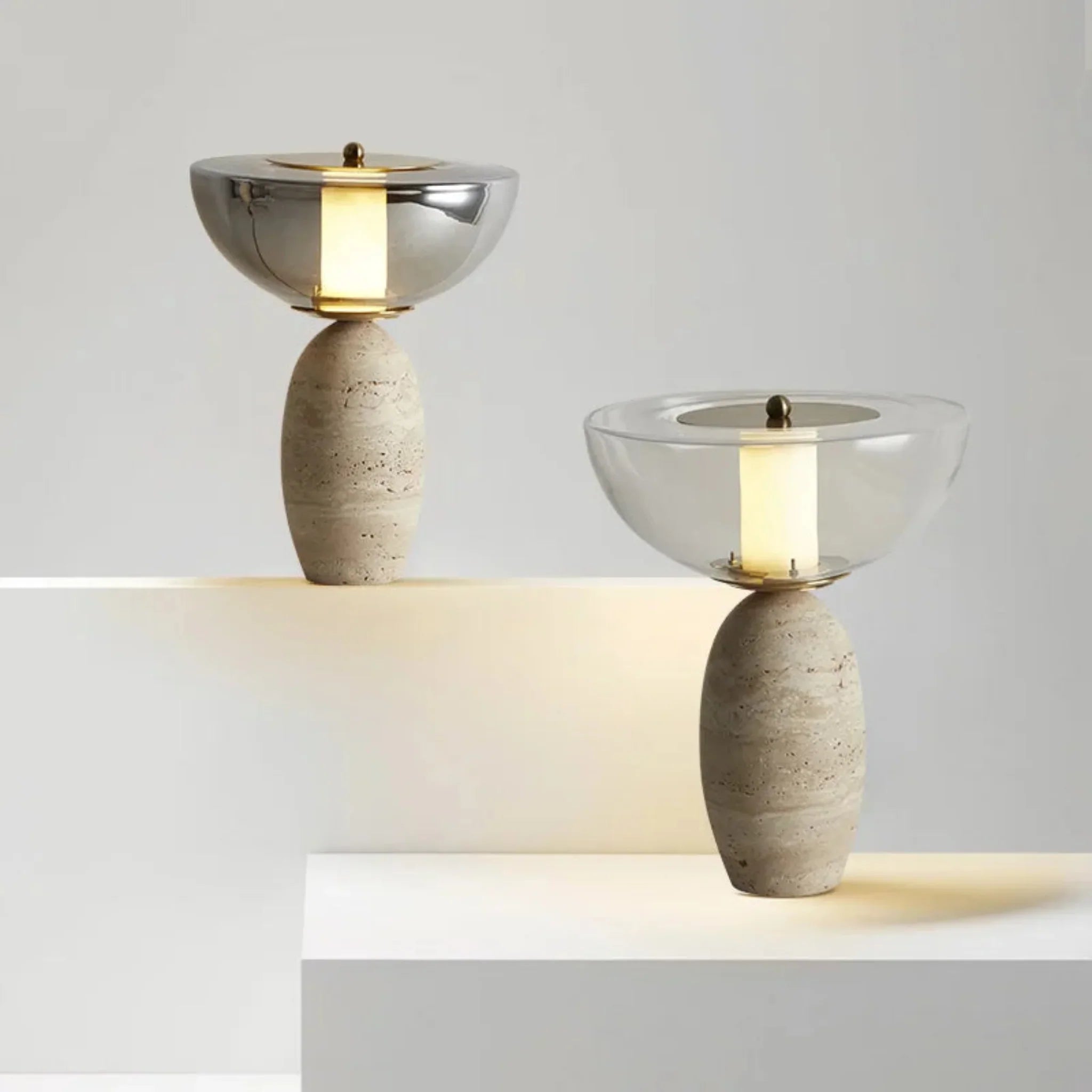 Travertine Natural Stone Table Lamp for Nordic Home, Lamps, Stenvei