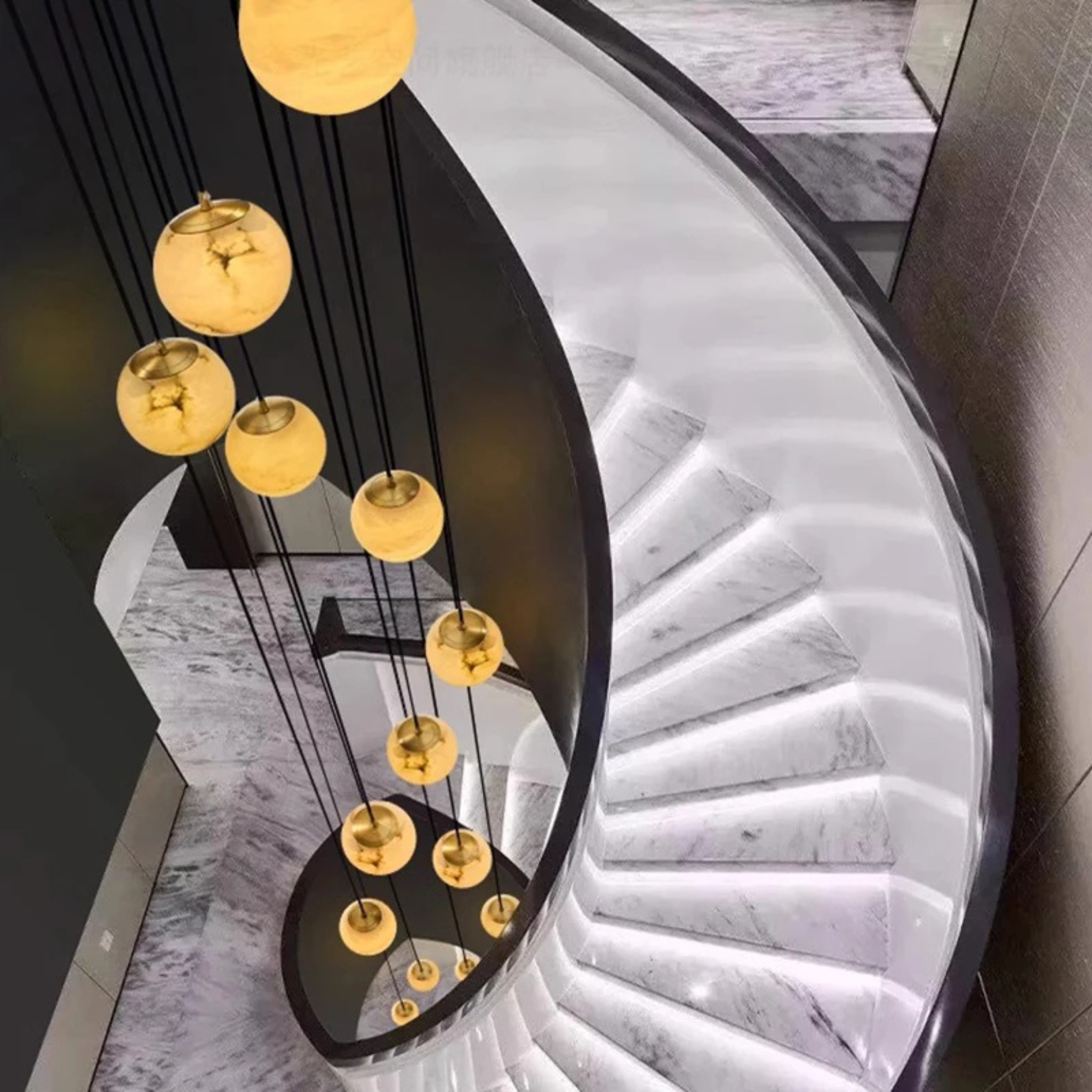 Stigna LED Stair Chandelier Acrylic Sphere Light, Chandeliers, Modern