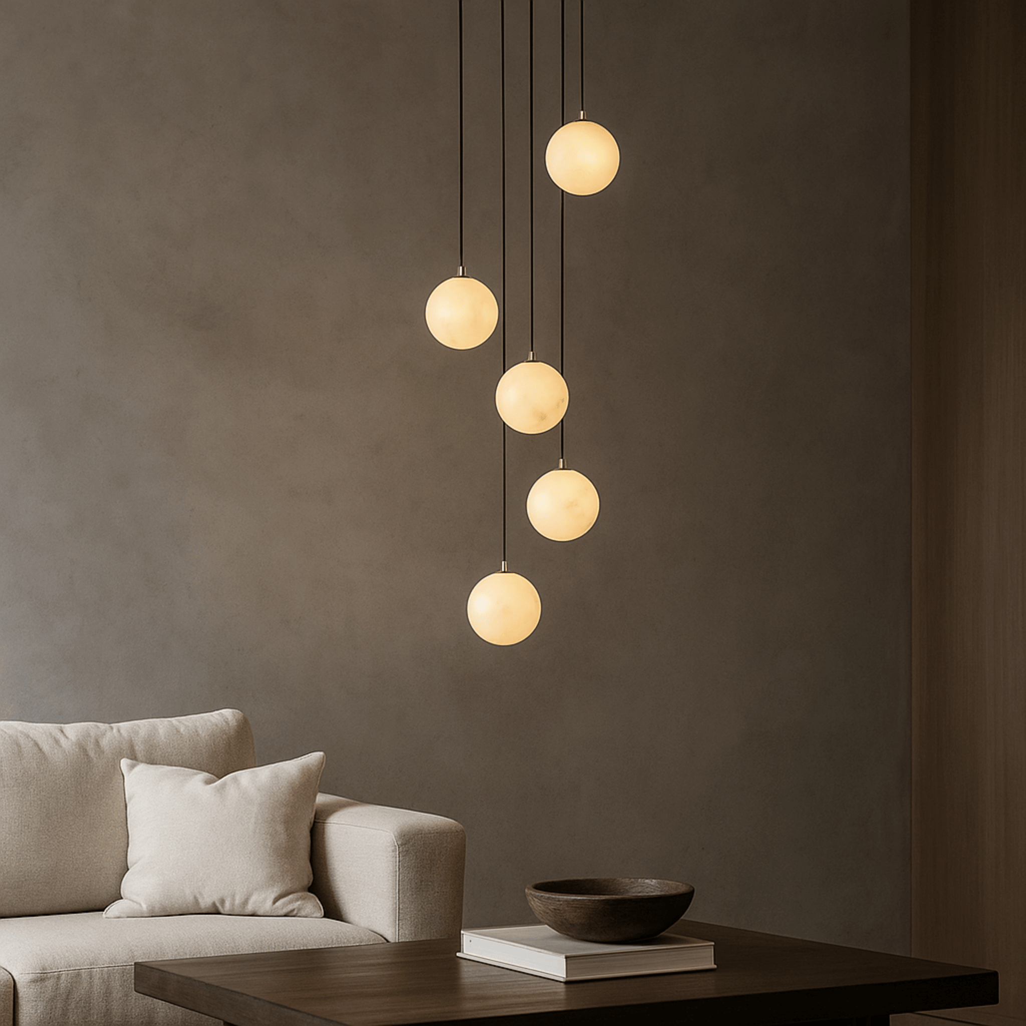 Stigna LED Stair Chandelier Acrylic Sphere Light, 5 heads / Cold White, Chandeliers, Modern