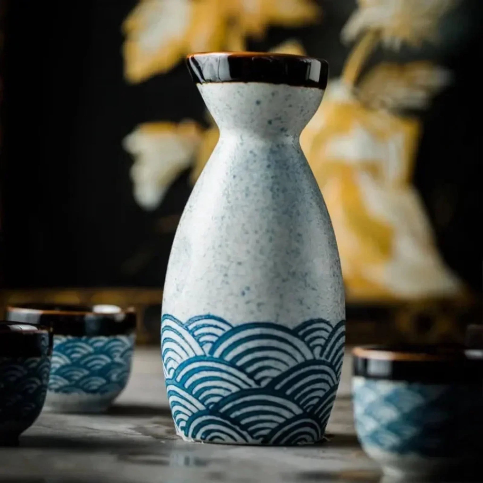 Japanese Ceramic Sake Set with Carafe and Cups Gift, Drinkware Sets, Stilla Box