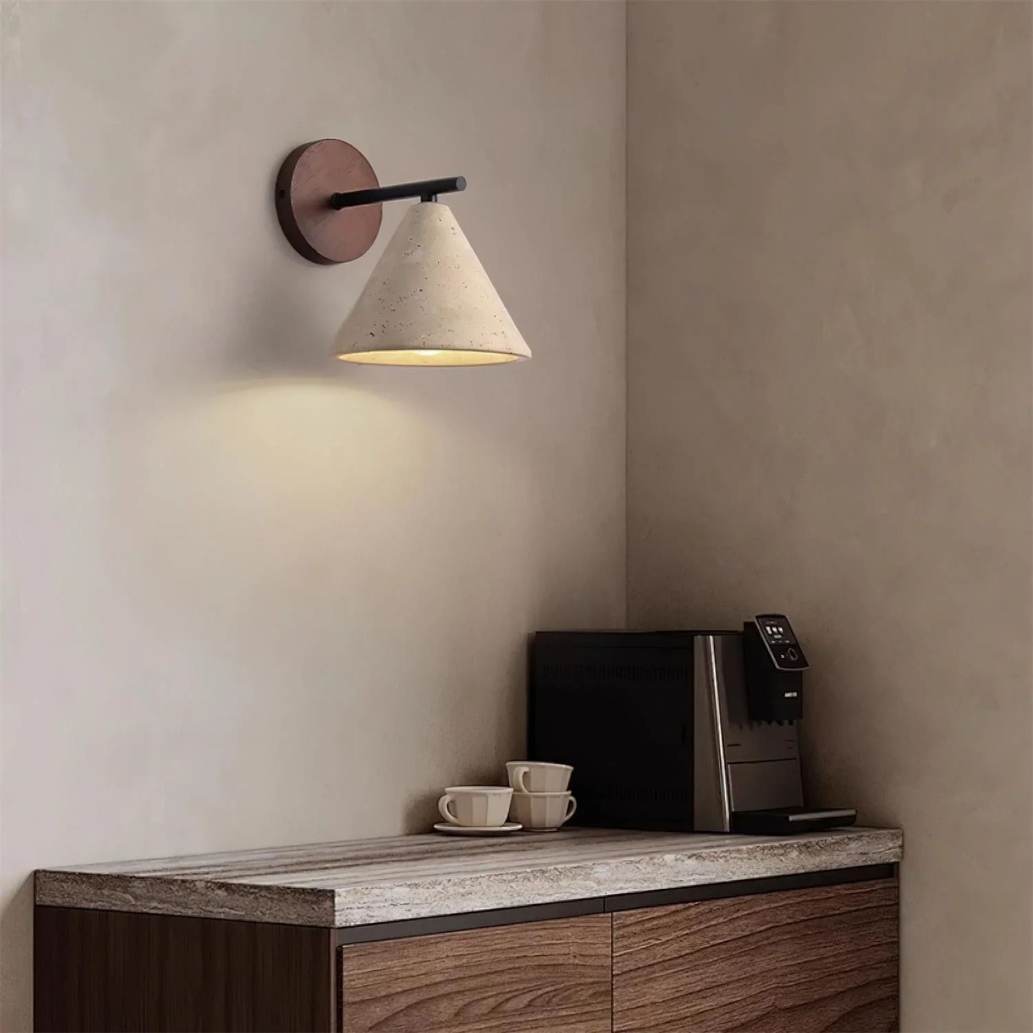 Natural Travertine Wall Sconce - Nordic Stone Light, Fixtures, Torva Yellow