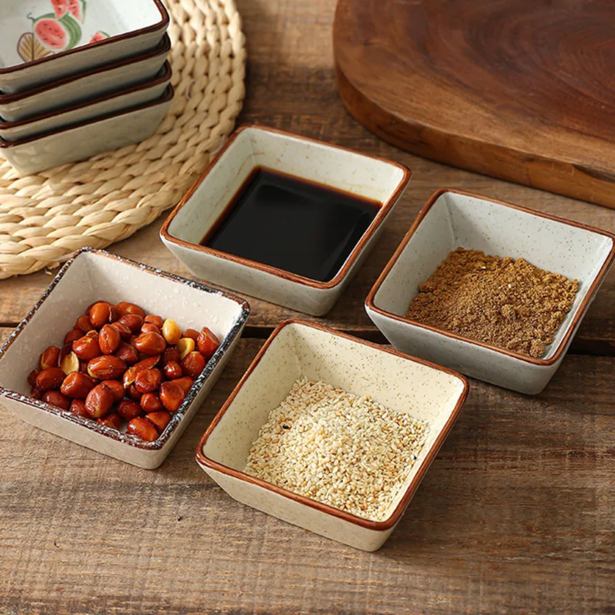 Japanese Ceramic Dipping Dish Set 4 Pieces Skonne, Bamboo Garden, Dinnerware Sets, Torvid Dishes