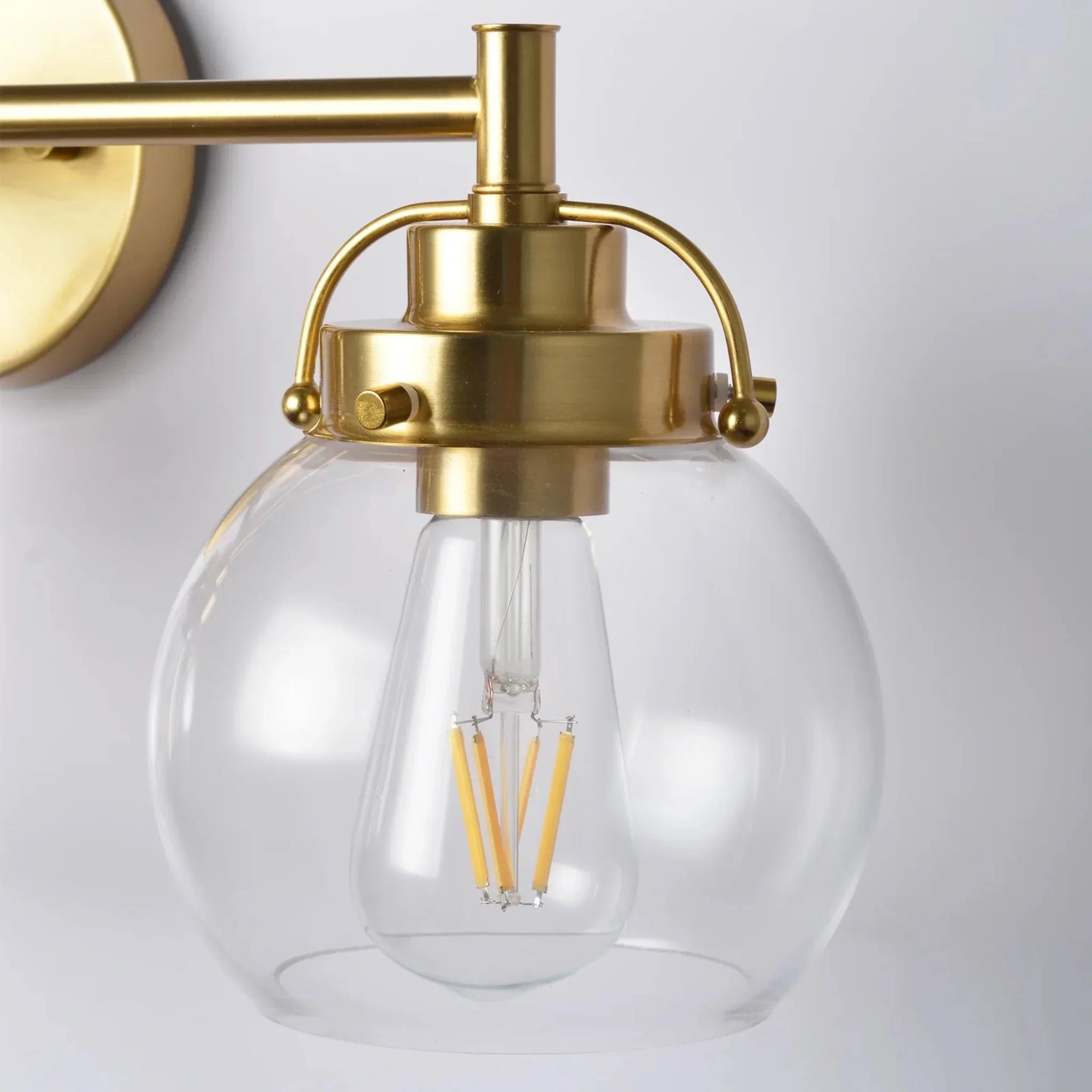 Trekule 3-Light Glass Globe Vanity Wall Light Gold, Vintage, Fixtures