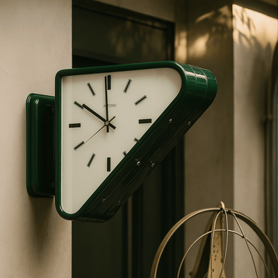 Translation missing: de.Modern Geometric Metal Wall Clock Silent Precision, Forest Green, Clocks, Tvilling Dual-Sided