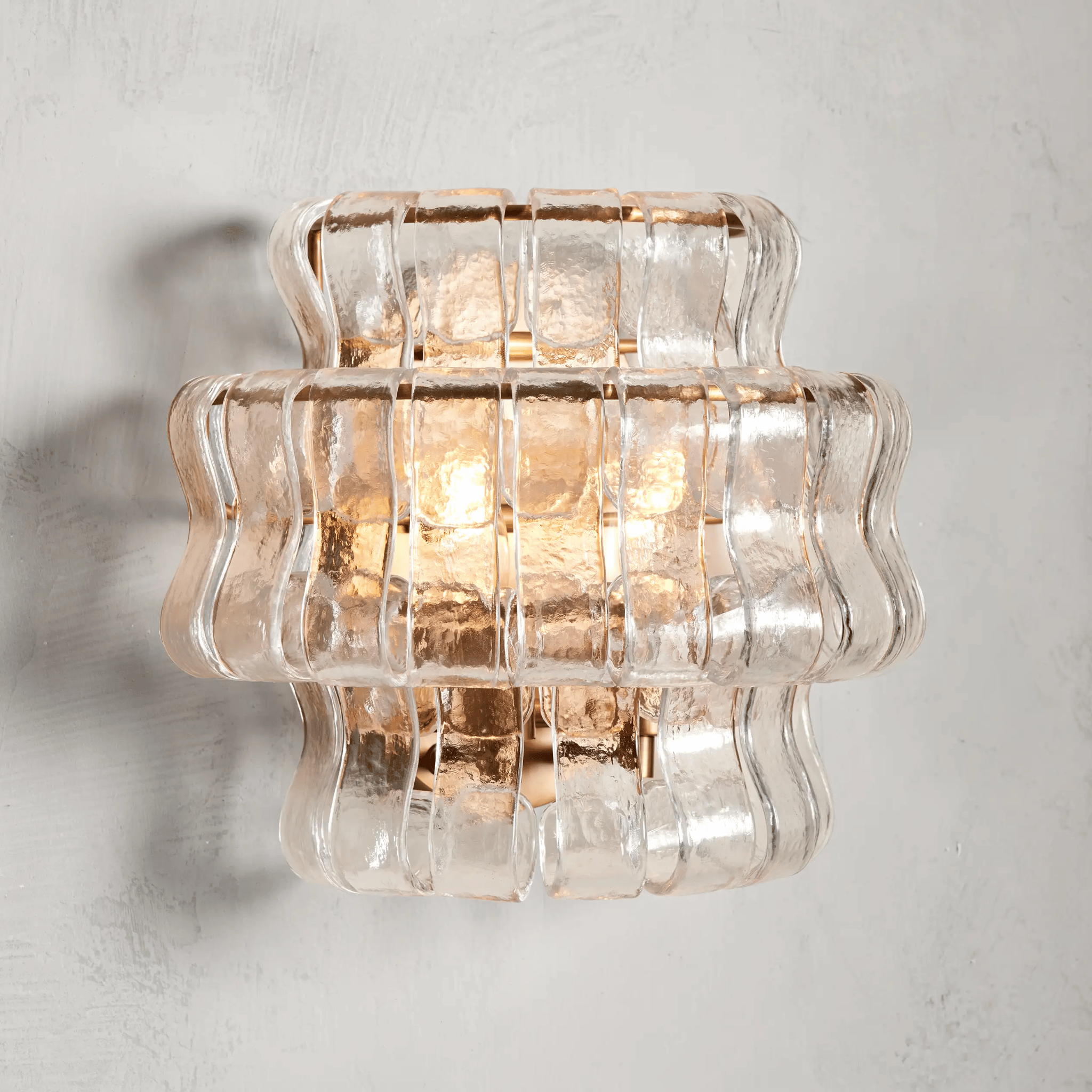 Vågla Dimmable Clear Glass Wall Sconce — 4 Finishes, Silver hardware / Warm light, Light Fixtures, Sculptural