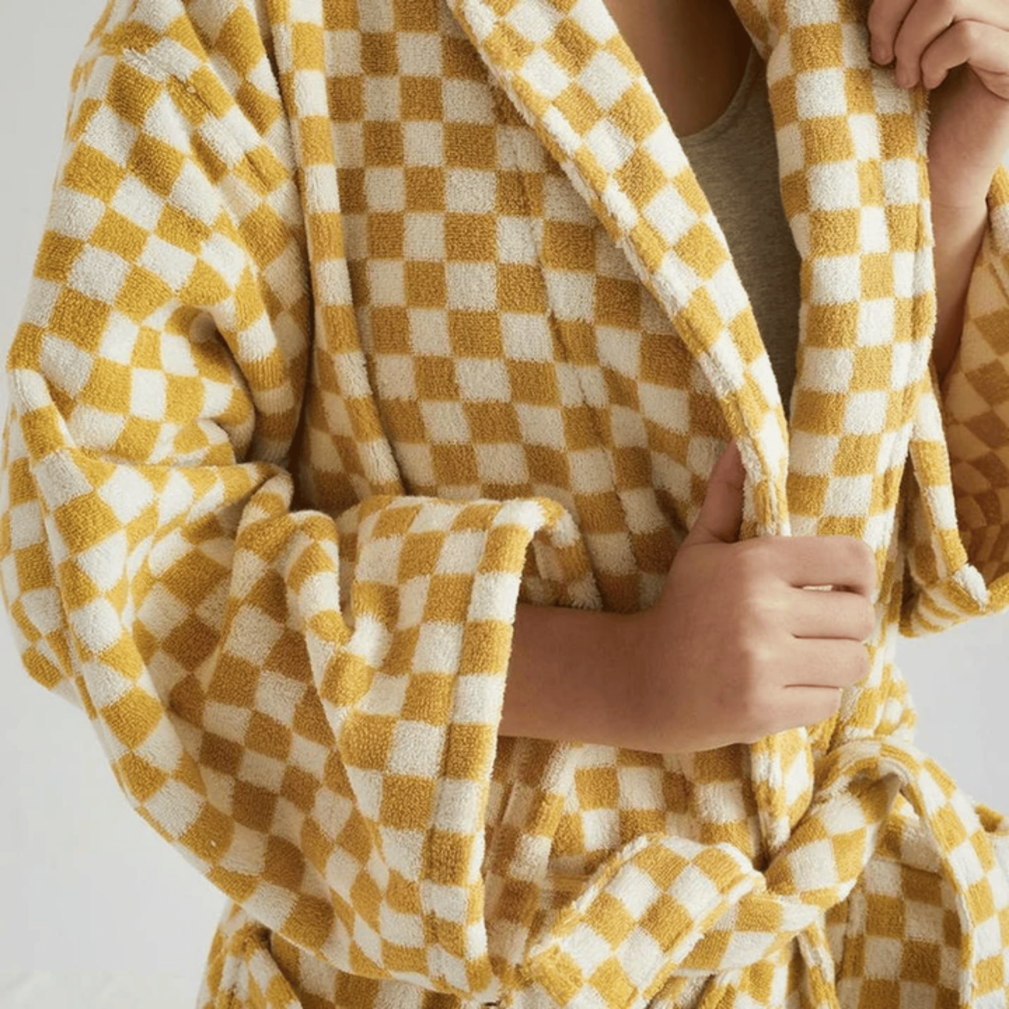 Luxury Organic Cotton Jacquard Bathrobe | Skonne, Yellow, Robes, Varda