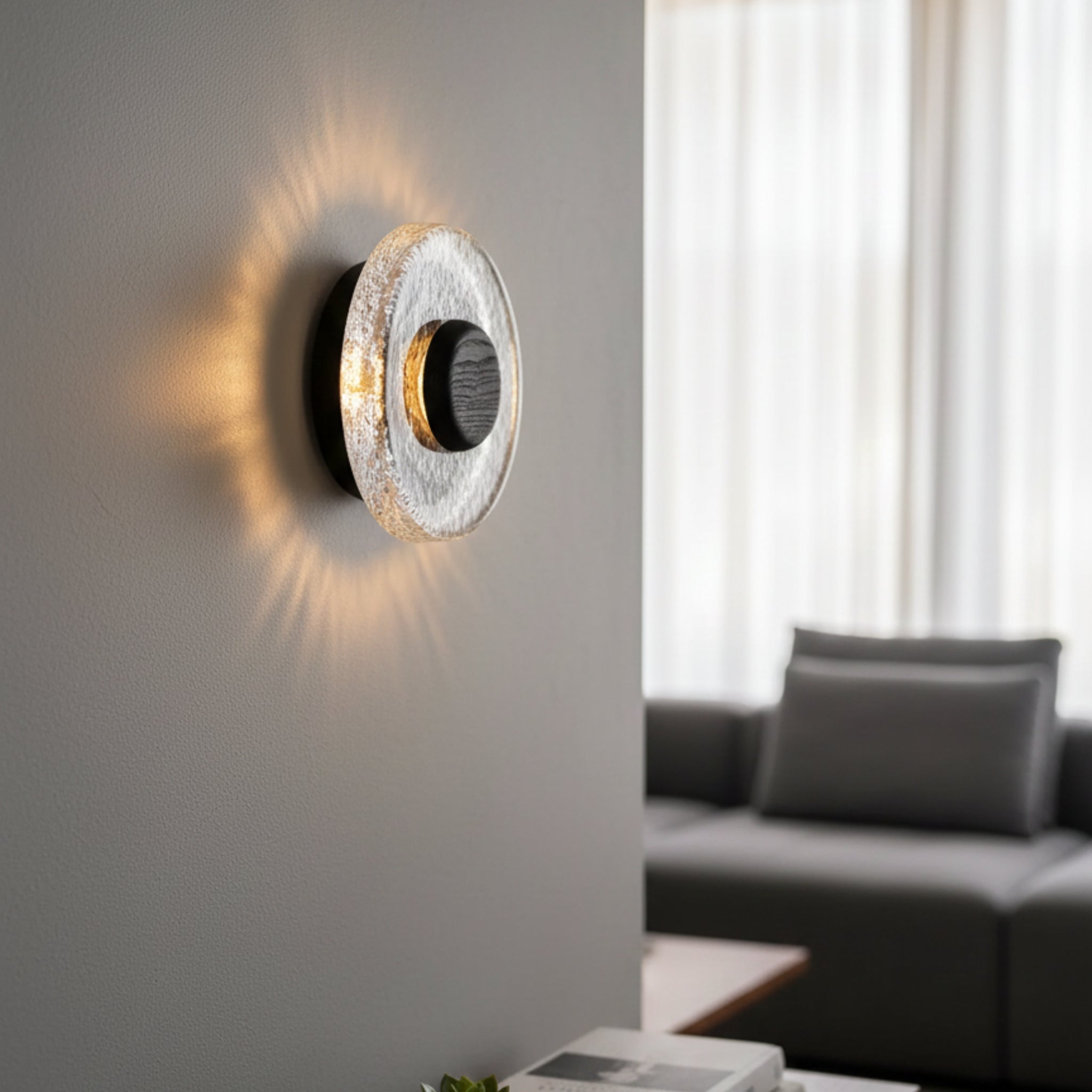 Scandinavian Wooden Glass Wall Lamp Warm LED Light, Fixtures, Vedra Style