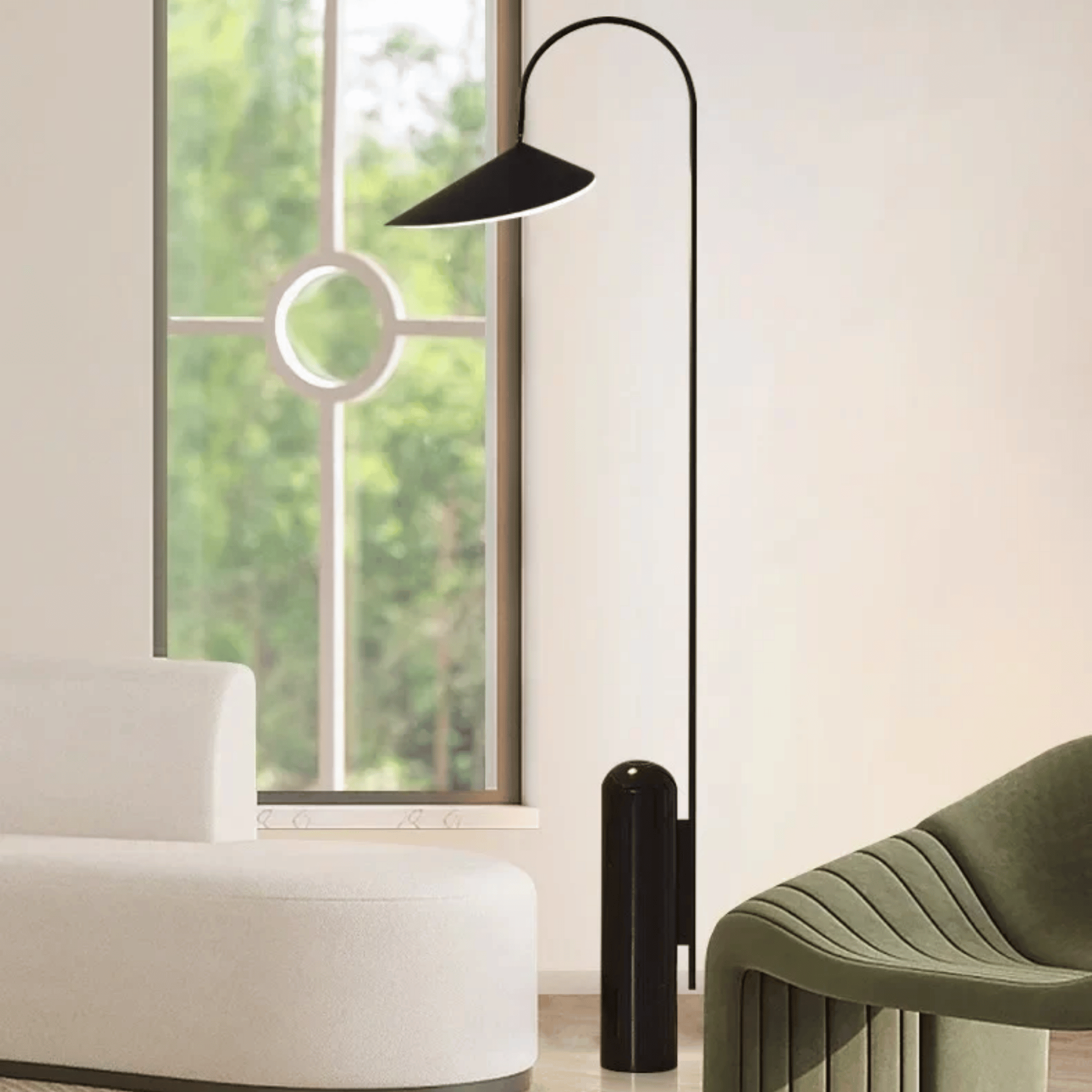 Marble Arc Floor Lamp with LED Light Nordic Style, Lamps, Velbue Base Danish Design