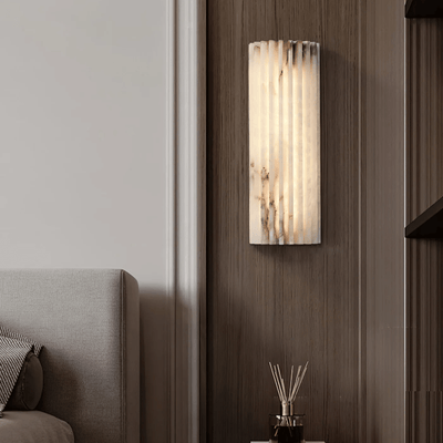 Translation missing: de.Vetra Spanish Marble Wall Lamp Ambient Lighting, Light Fixtures, Fluted Hand-Carved