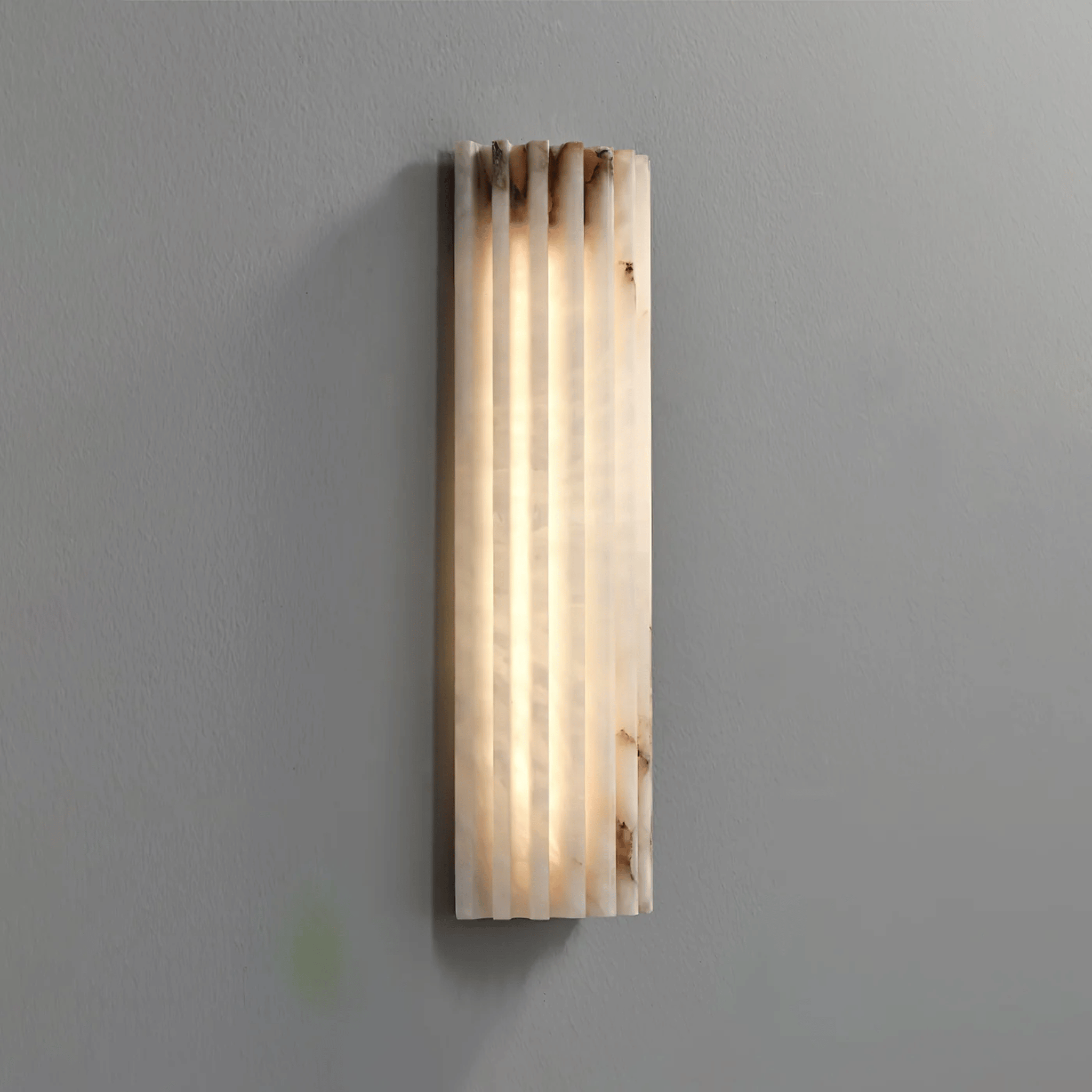 Vetra Spanish Marble Wall Lamp Ambient Lighting, Medium / Warm White, Light Fixtures, Fluted Hand-Carved