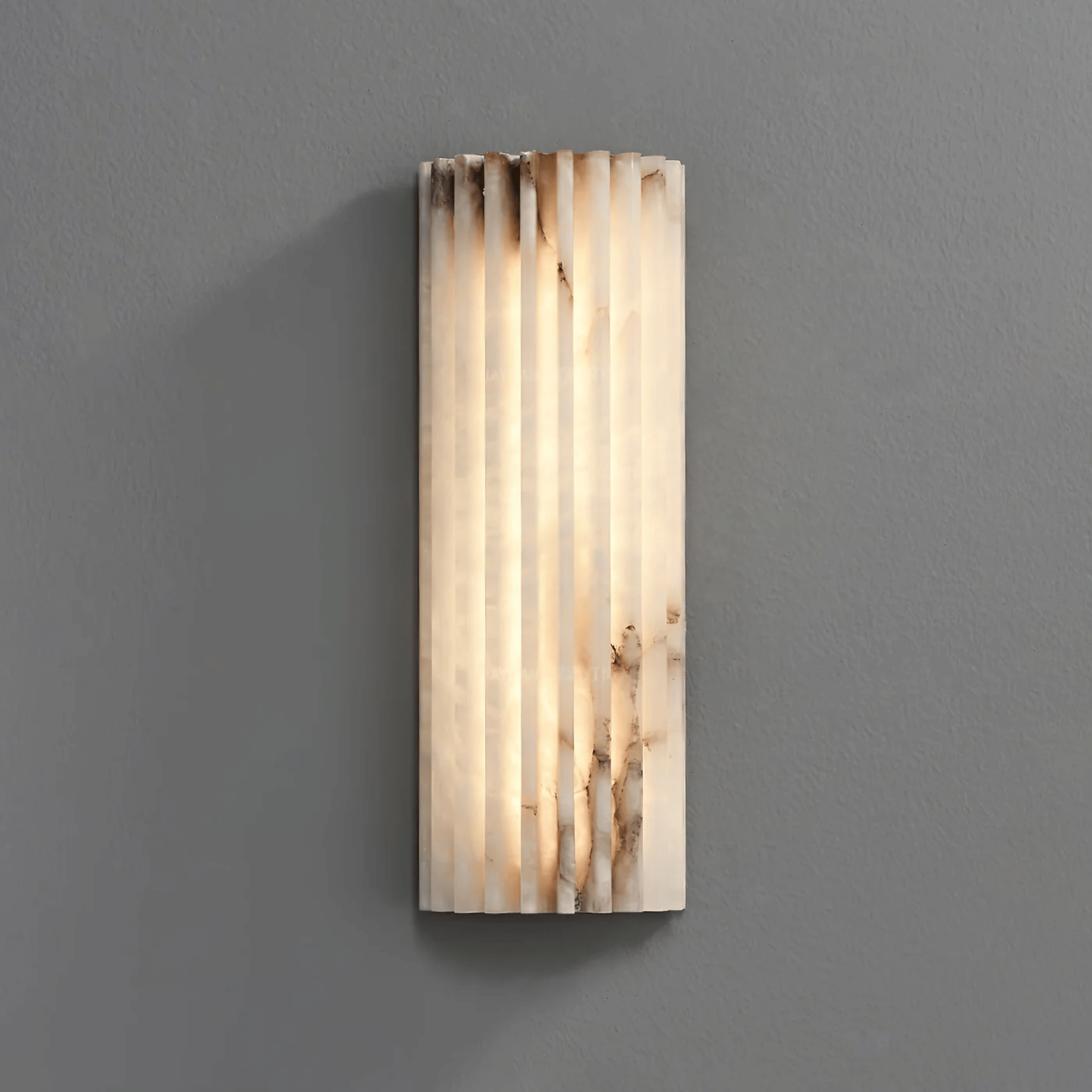 Vetra Spanish Marble Wall Lamp Ambient Lighting, Small / Warm White, Light Fixtures, Fluted Hand-Carved